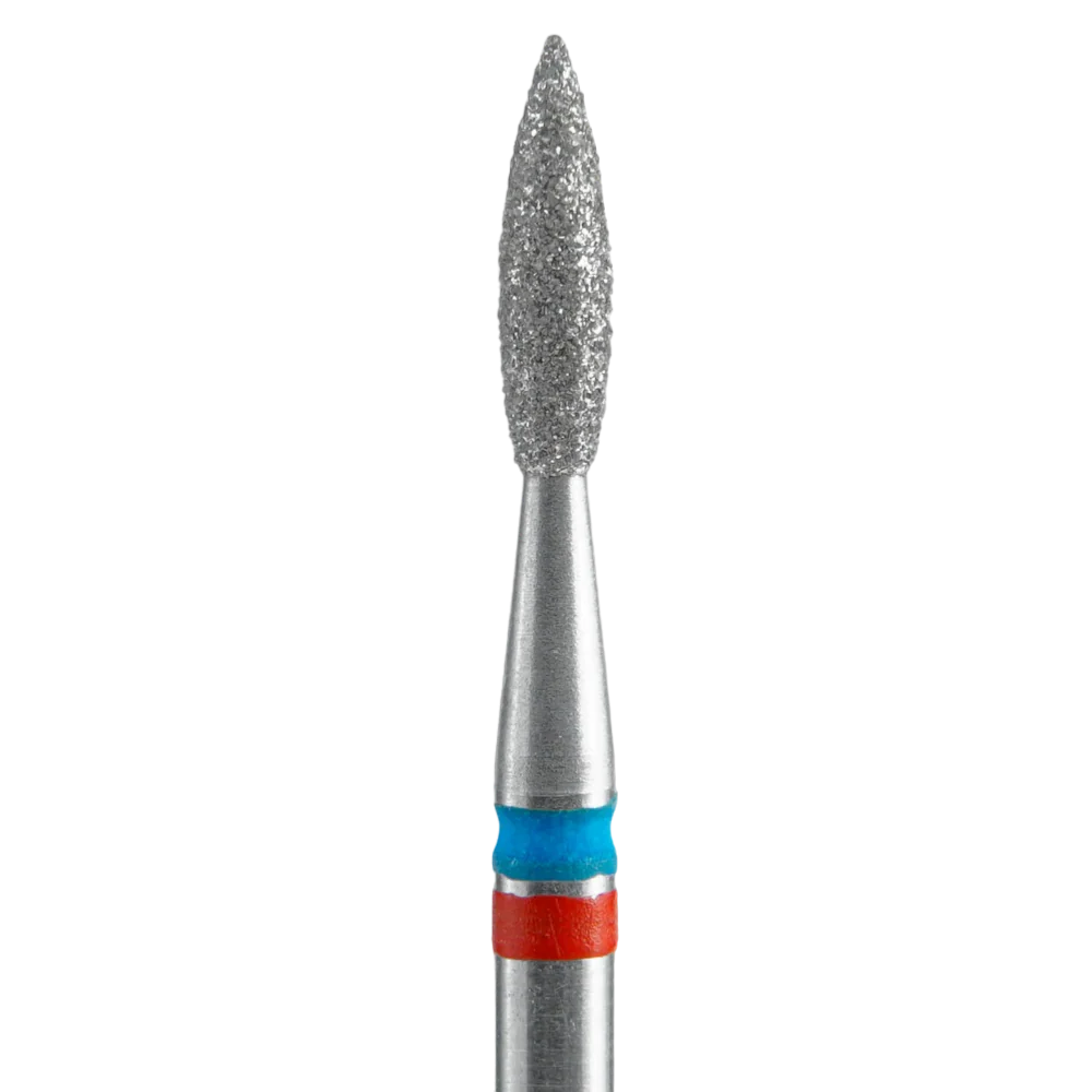 STALEKS Diamond Nail Drill Bit DUO Pointed Flame FA11RB021/8, Red-Blue, 2.1/8mm - Image 2
