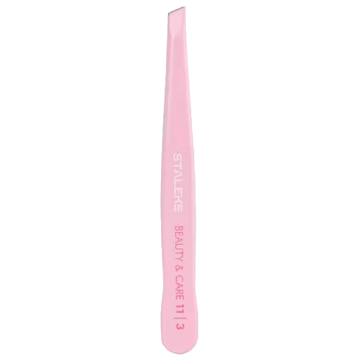 STALEKS BEAUTY & CARE 11 TYPE 3 EYEBROW TWEEZERS WIDE SLANT PINK TBC-11/3 – STALEKS™
