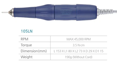 Saeshin Strong 210 / 105LN Blue 45K RPM Nail Drill - Image 2