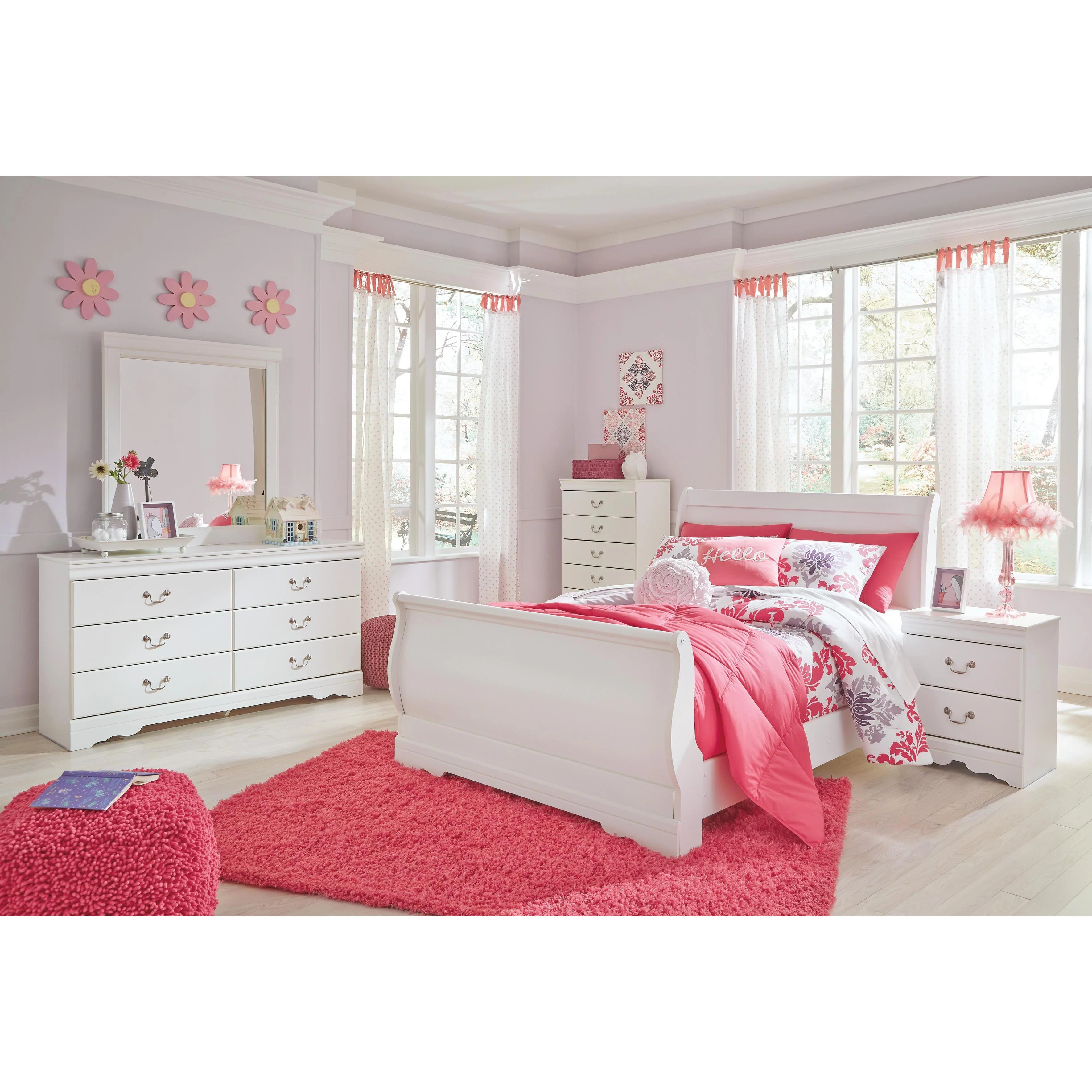Signature Design by Ashley Anarasia B129B13 6 pc Full Sleigh Bedroom Set - Image 1