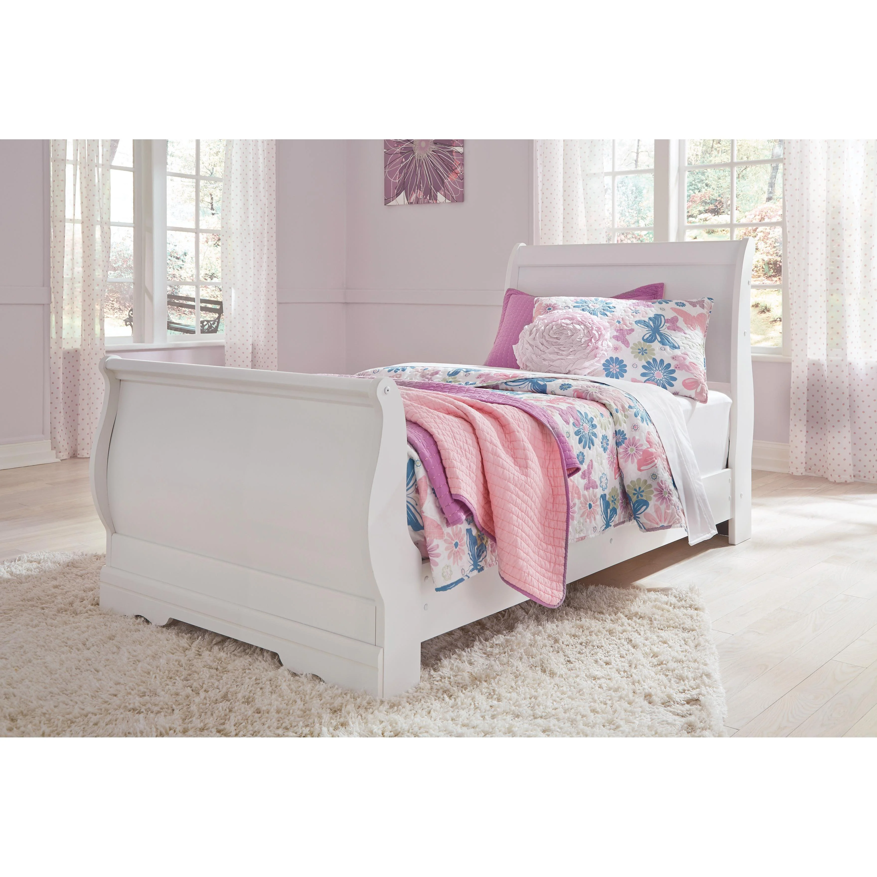 Signature Design by Ashley Anarasia B129B10 6 pc Twin Sleigh Bedroom Set - Image 2