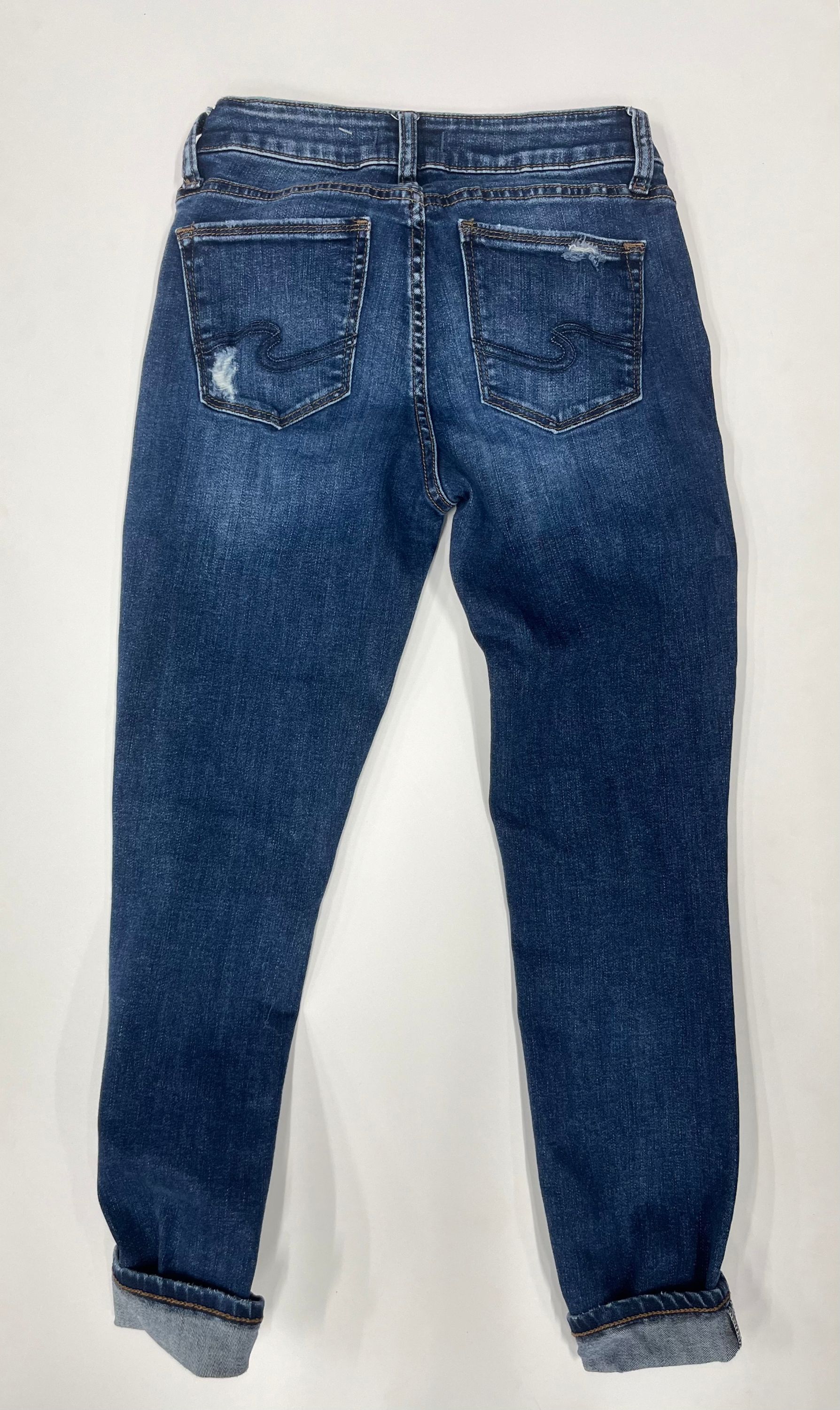 Silver Denim Distressed Elyse Skinny Jeans Blue Size 24 - Image 2
