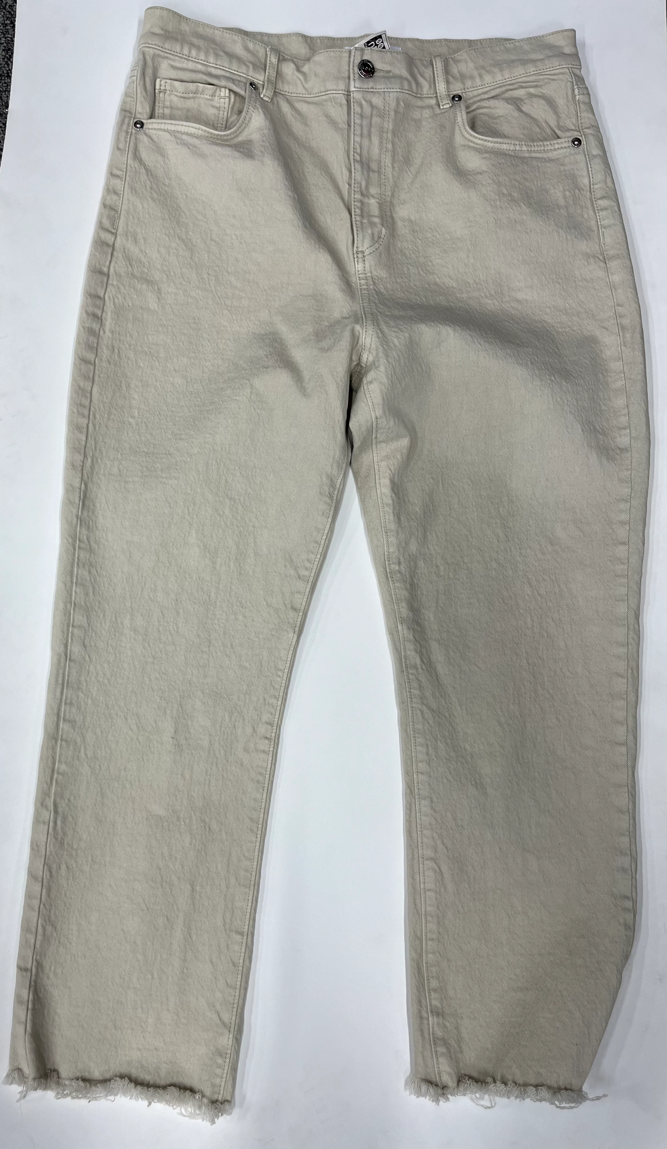 Loft High Waist Straight Crop Denim Jeans Beige Size 30 / 10