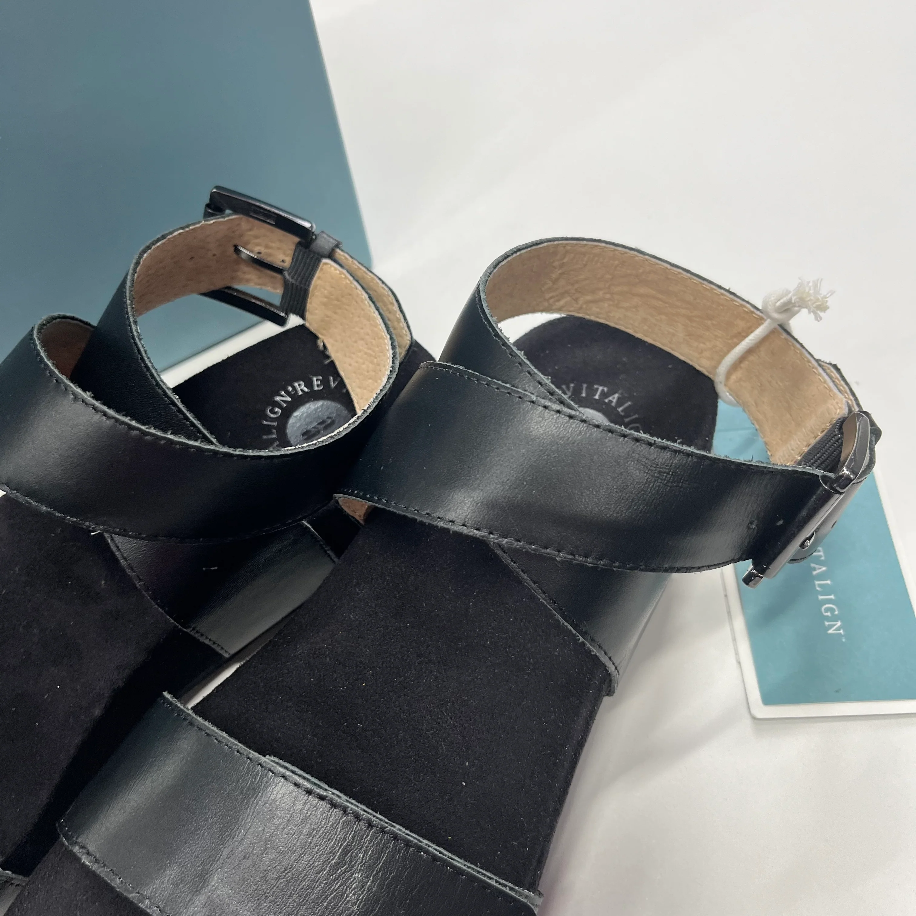 Black Sandals Heels Block Revitalign, Size 7 - Image 3