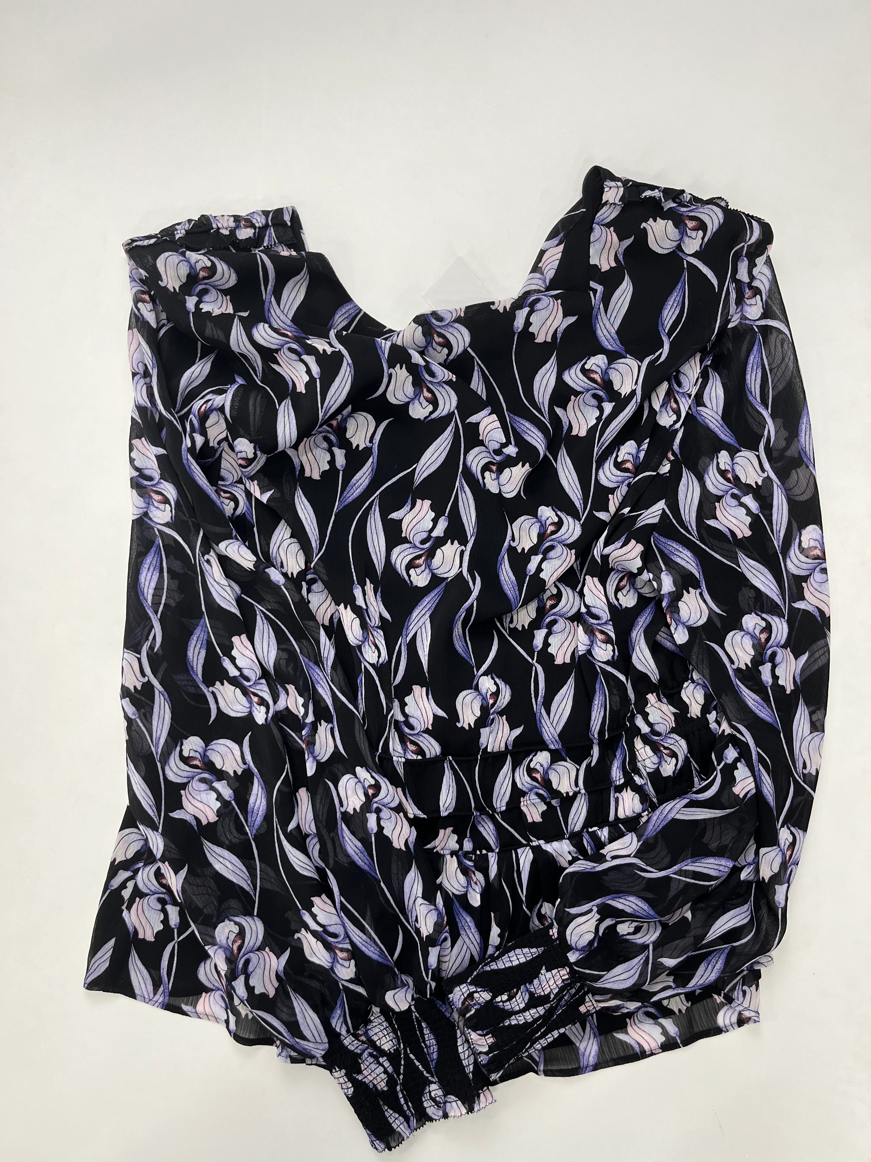 Floral Blouse Long Sleeve White House Black Market O, Size M - Image 2