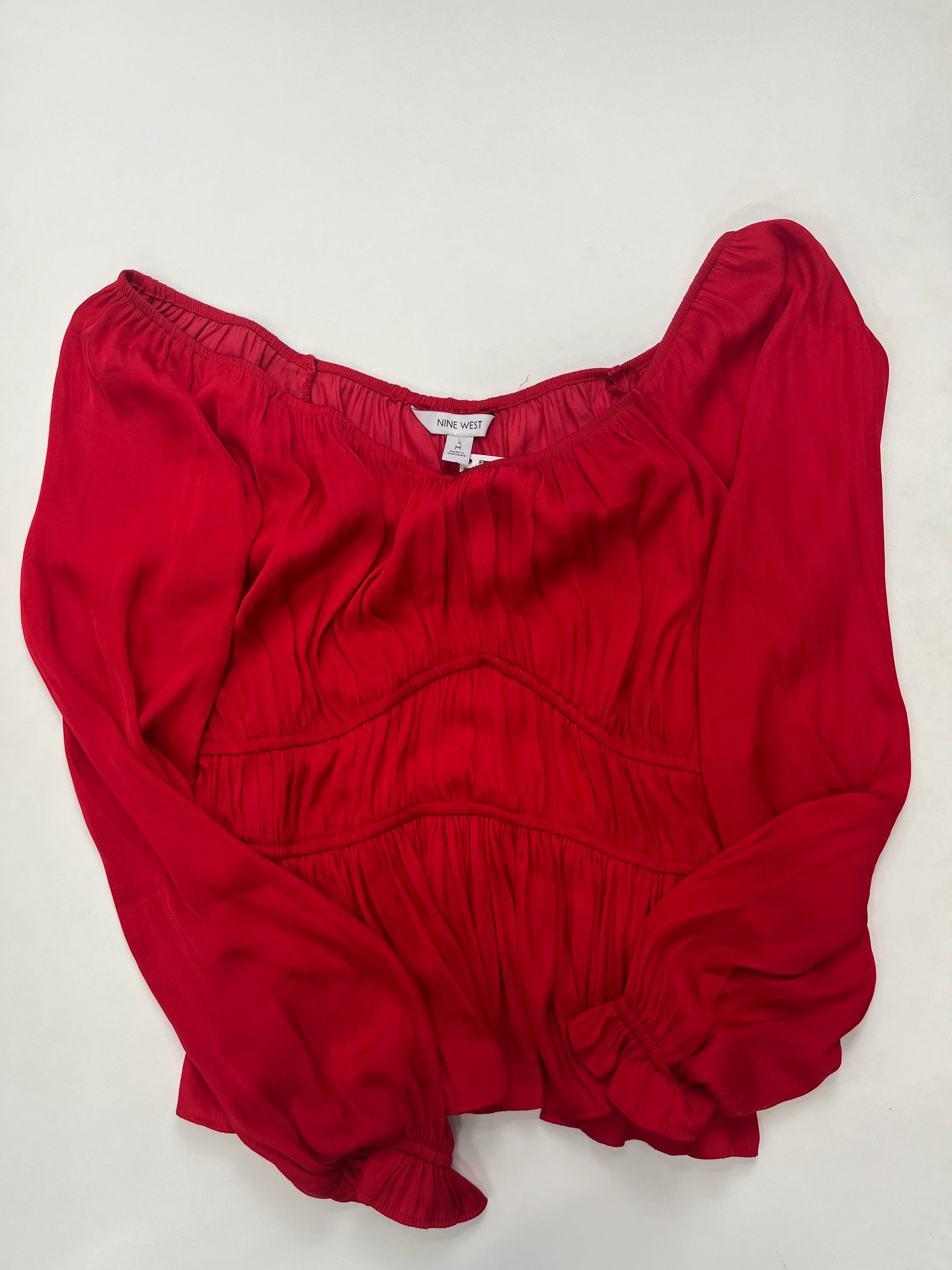 Red Blouse Long Sleeve Nine West Apparel, Size M - Image 1