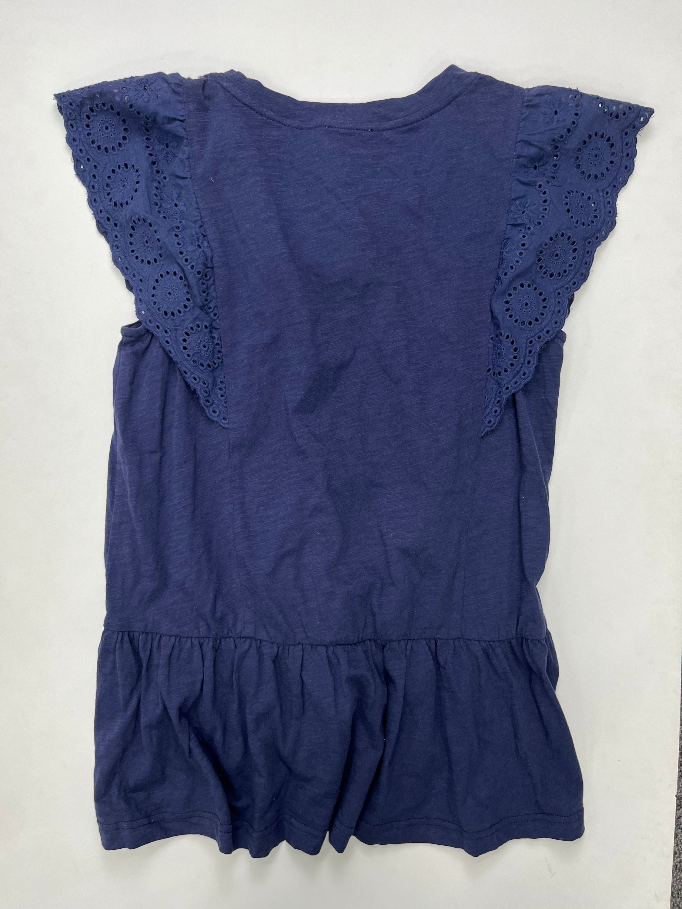 Navy Top Short Sleeve Cotton Bleu, Size S - Image 2