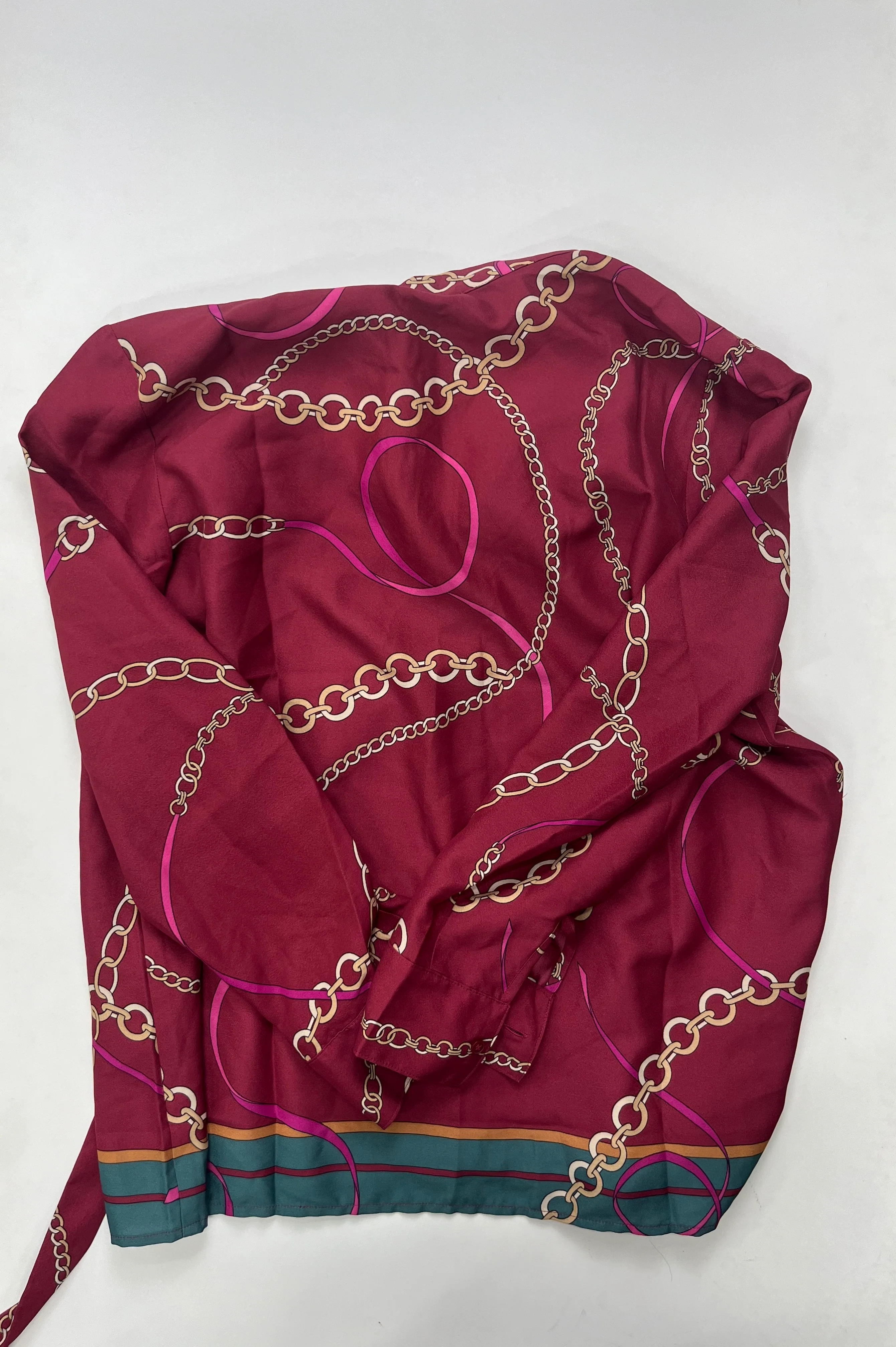 Burgundy Blouse Long Sleeve Ann Taylor, Size Petite Large - Image 2