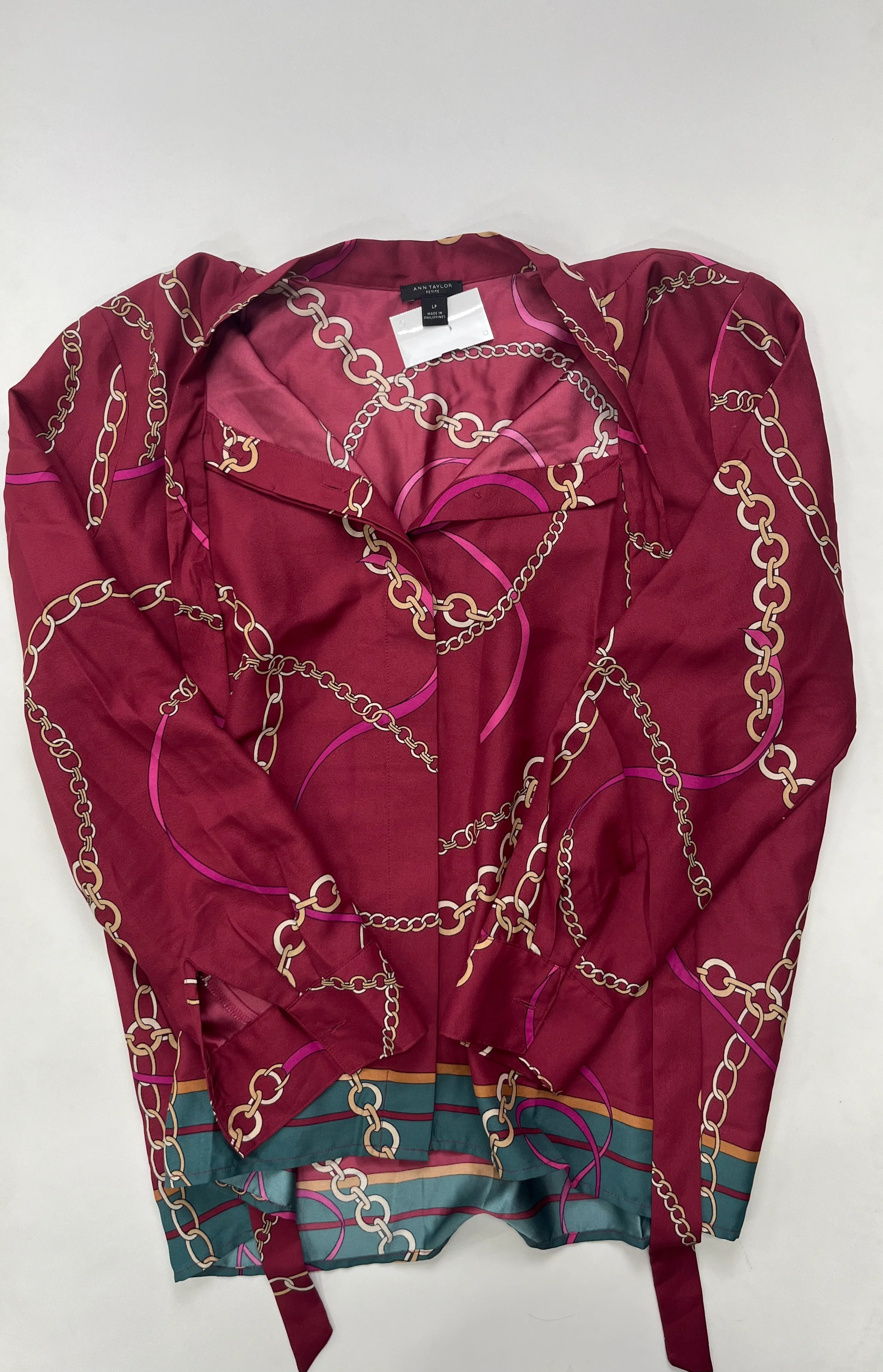Burgundy Blouse Long Sleeve Ann Taylor, Size Petite Large - Image 1