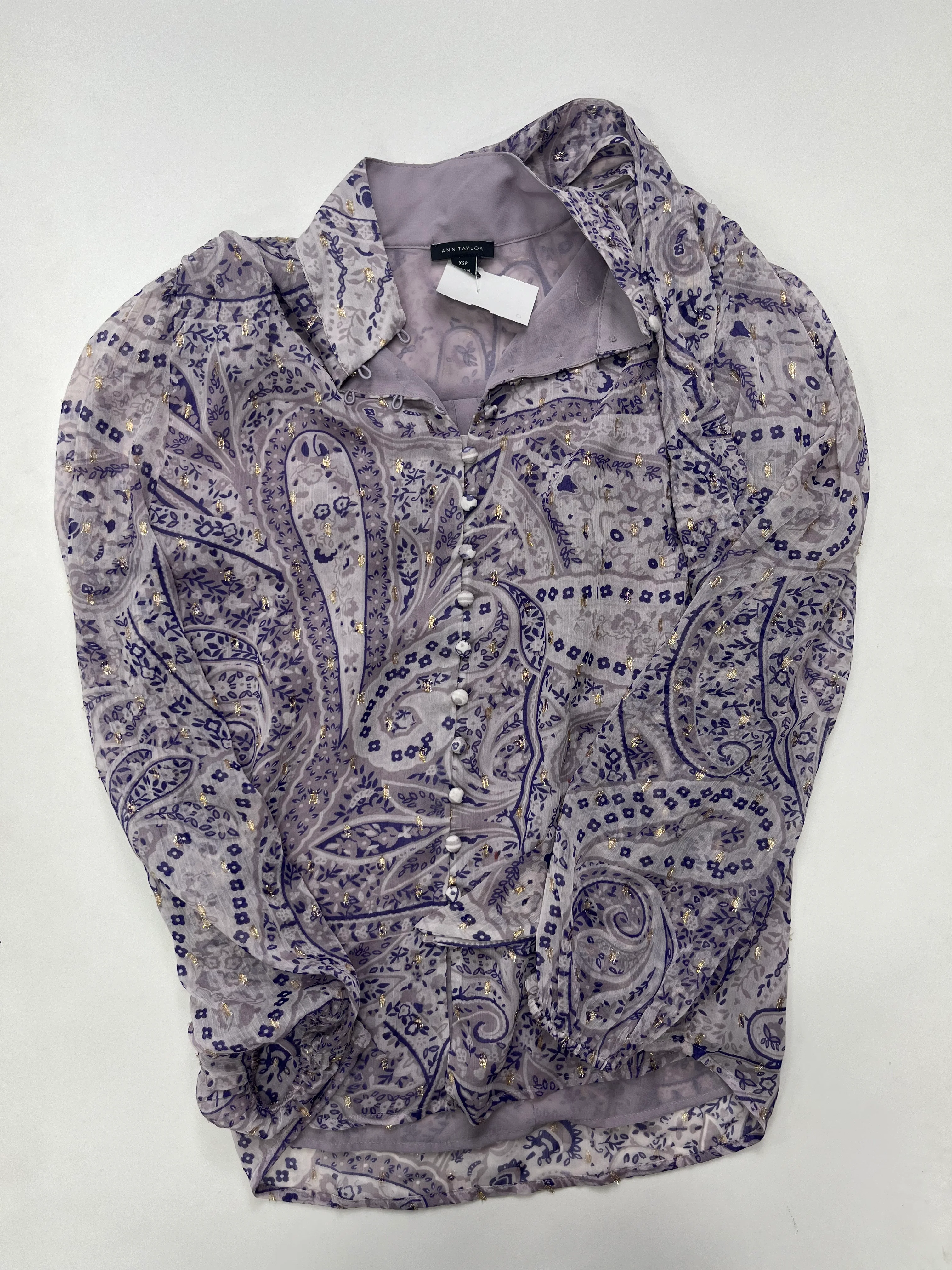 Purple Blouse Long Sleeve Ann Taylor, Size Petite   Xs - Image 1