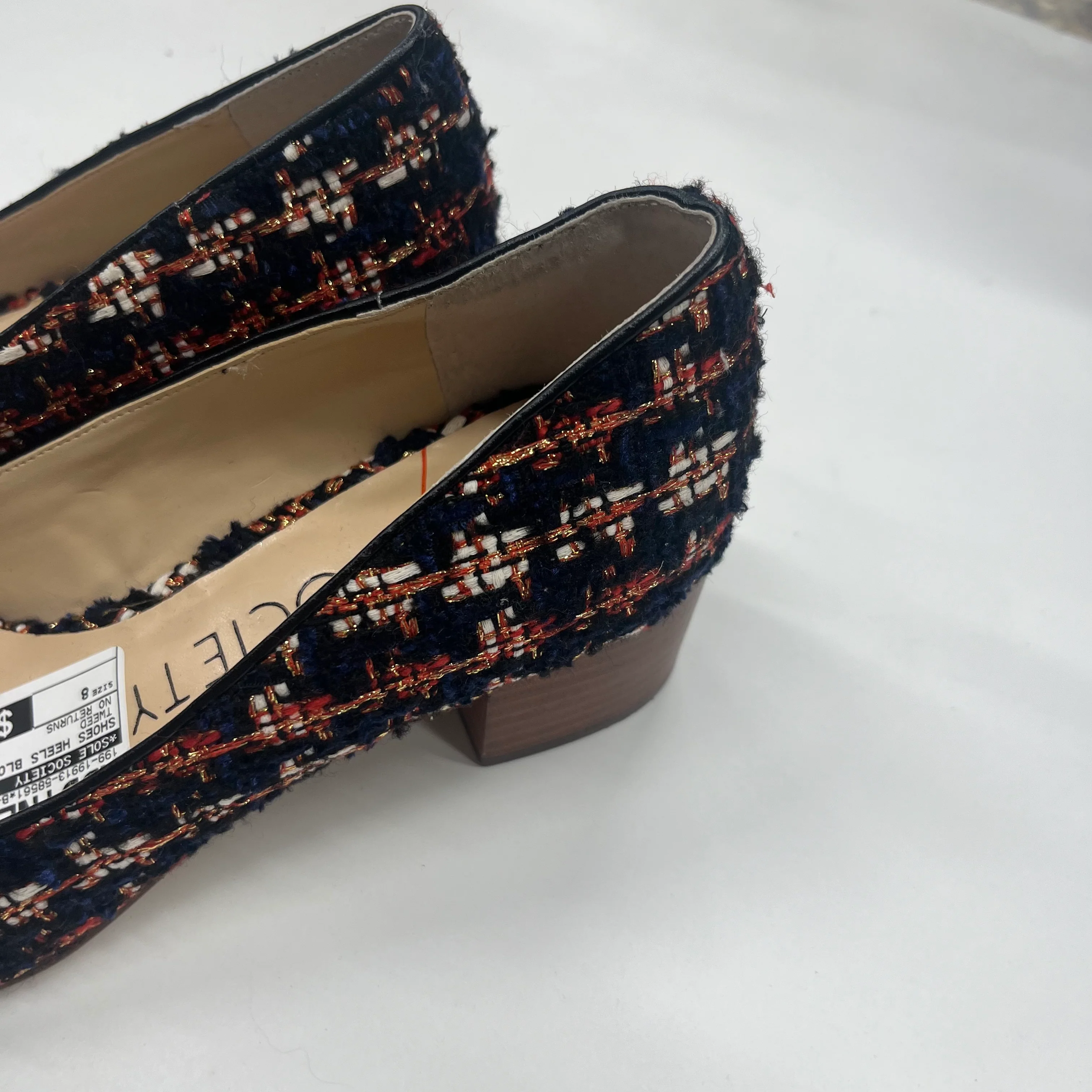 Tweed Shoes Heels Block Sole Society, Size 8 - Image 3