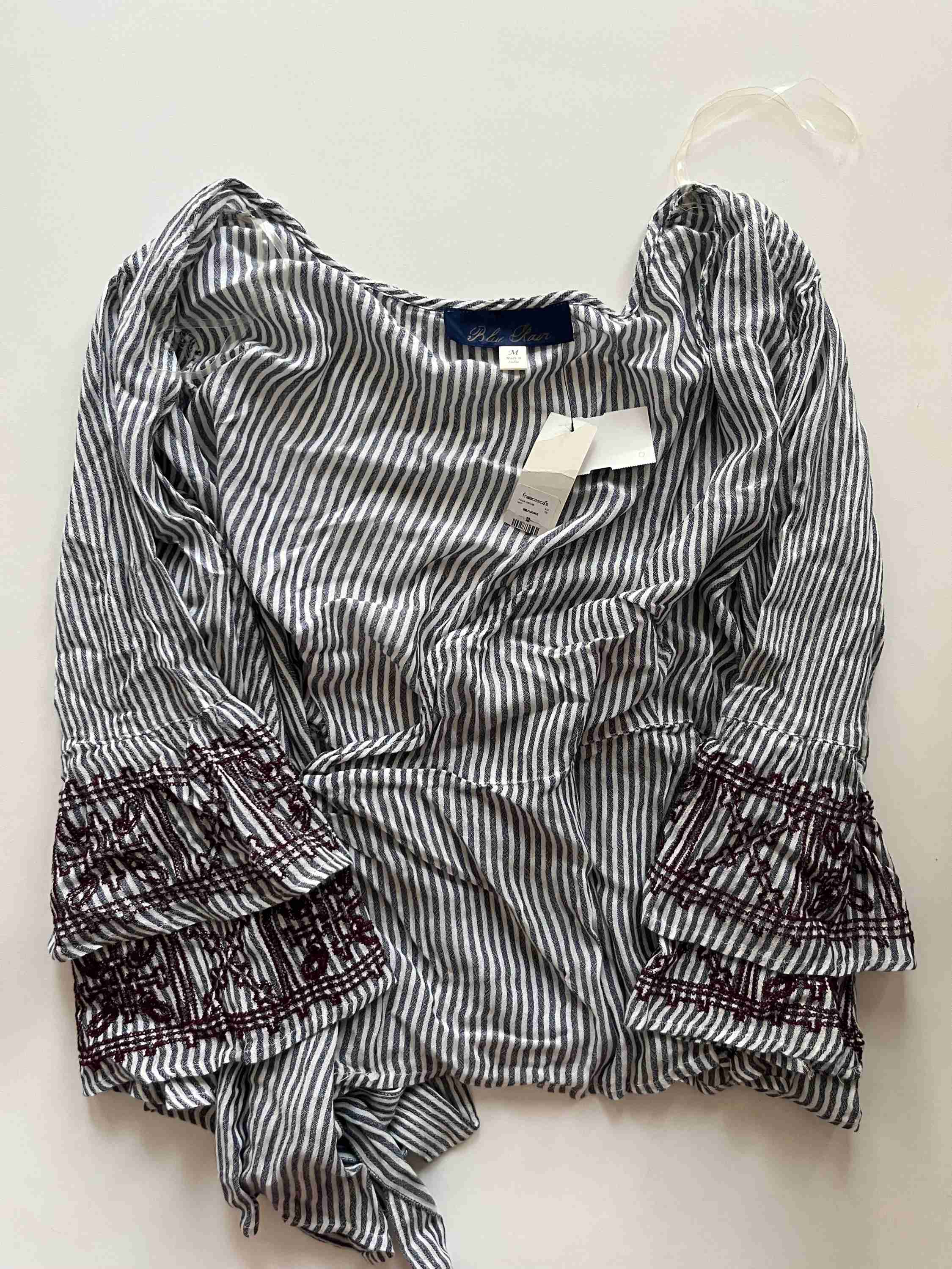 Striped Blouse Long Sleeve Blue Rain, Size M - Image 1
