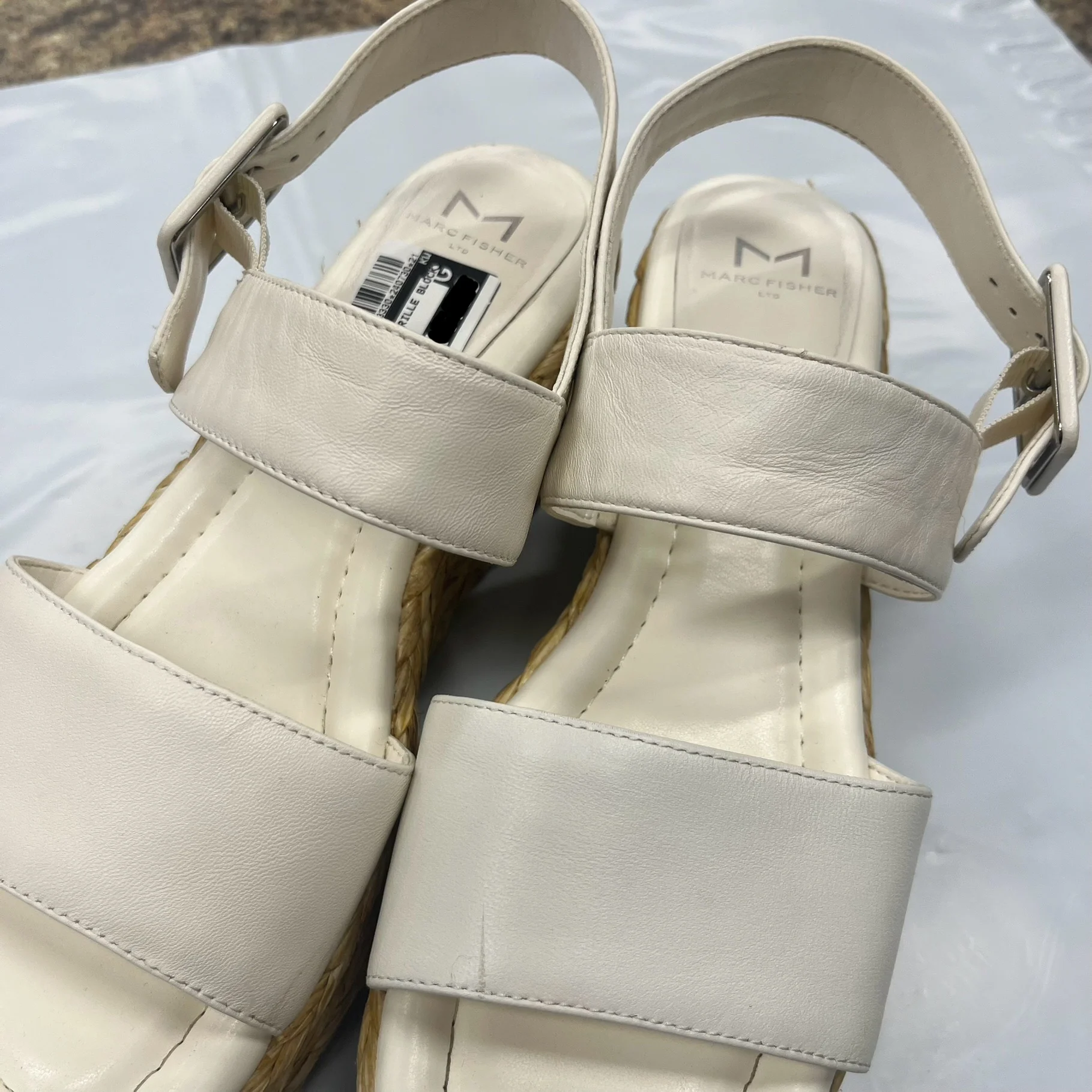 White Shoes Heels Espadrille Block Marc Fisher, Size 8.5 - Image 3