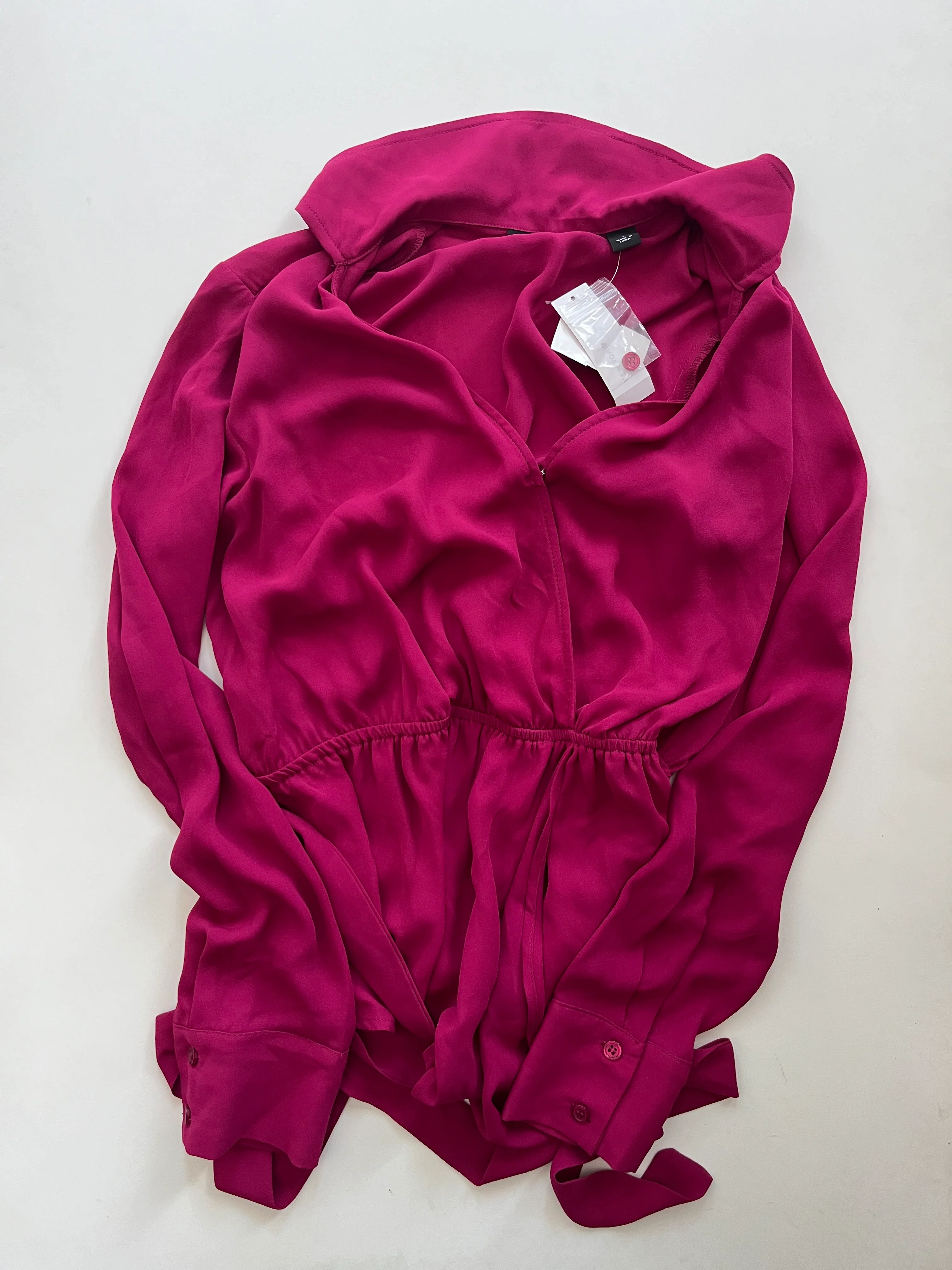 Blouse Long Sleeve By New York And Co O In Wine, Size: S - Image 1