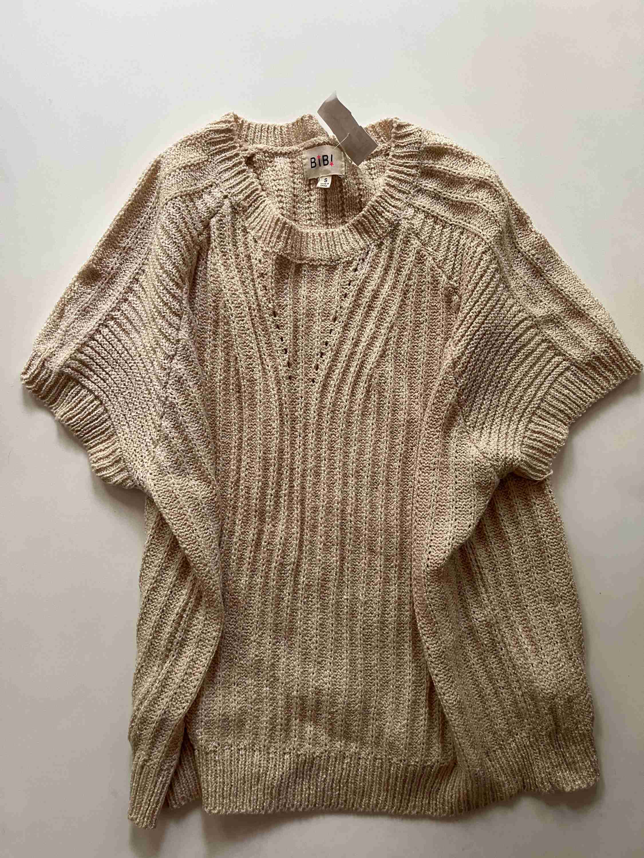 Sweater Short Sleeve By Bibi In Cream, Size: S