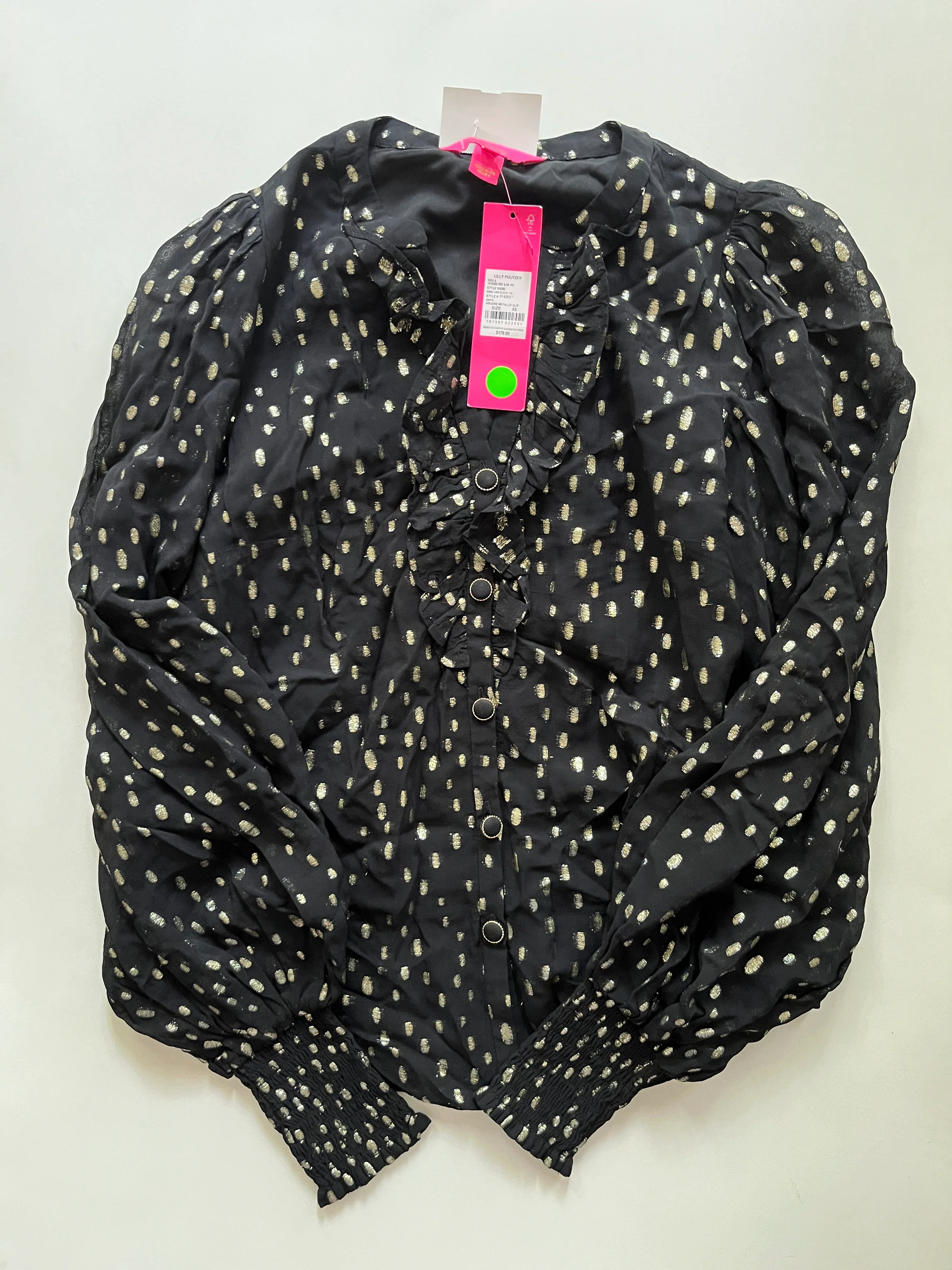 Blouse Long Sleeve By Lilly Pulitzer In Black, Size: Xs - Image 1