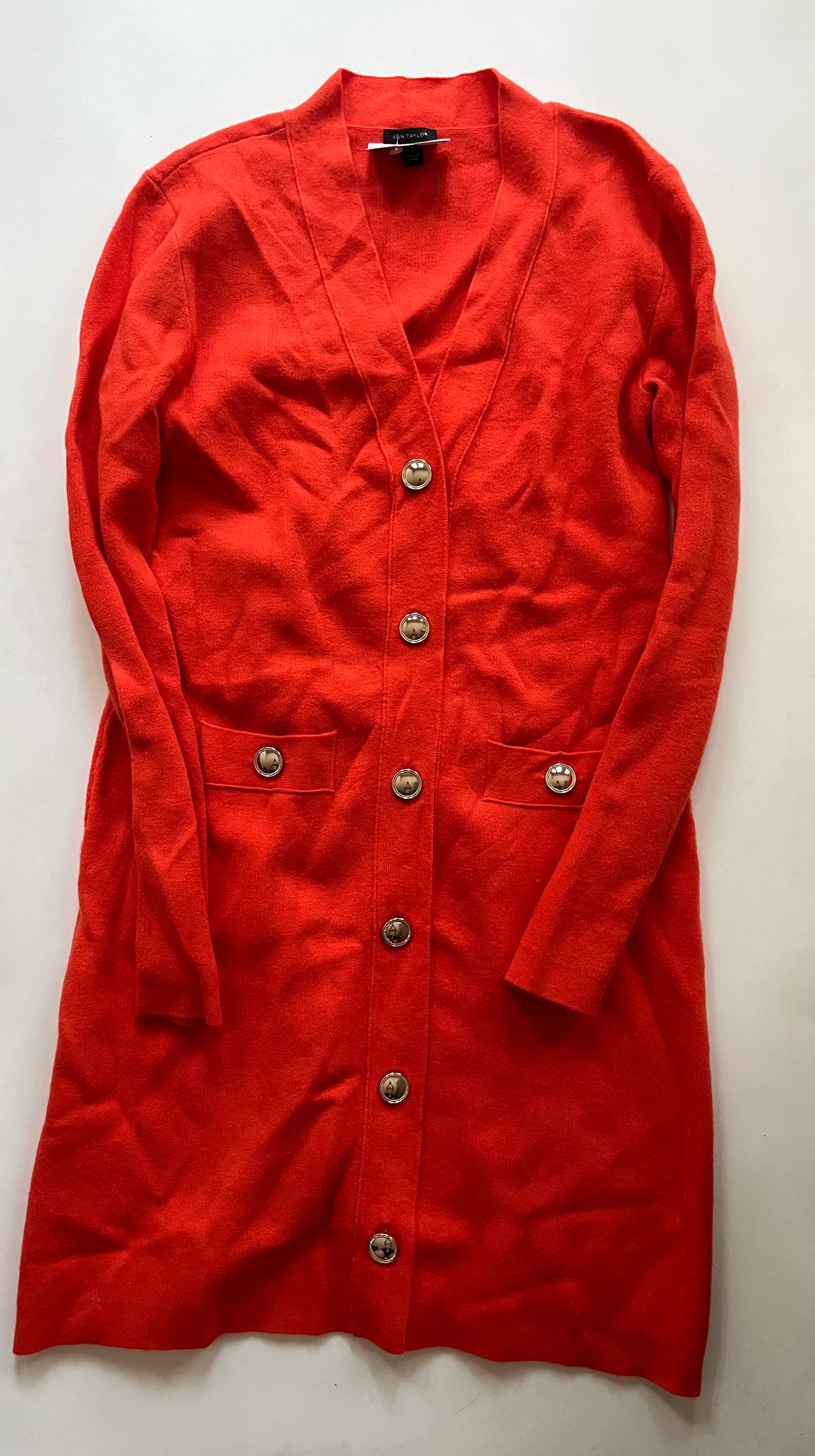 Sweater Cardigan By Ann Taylor In Orange, Size: S - Image 1