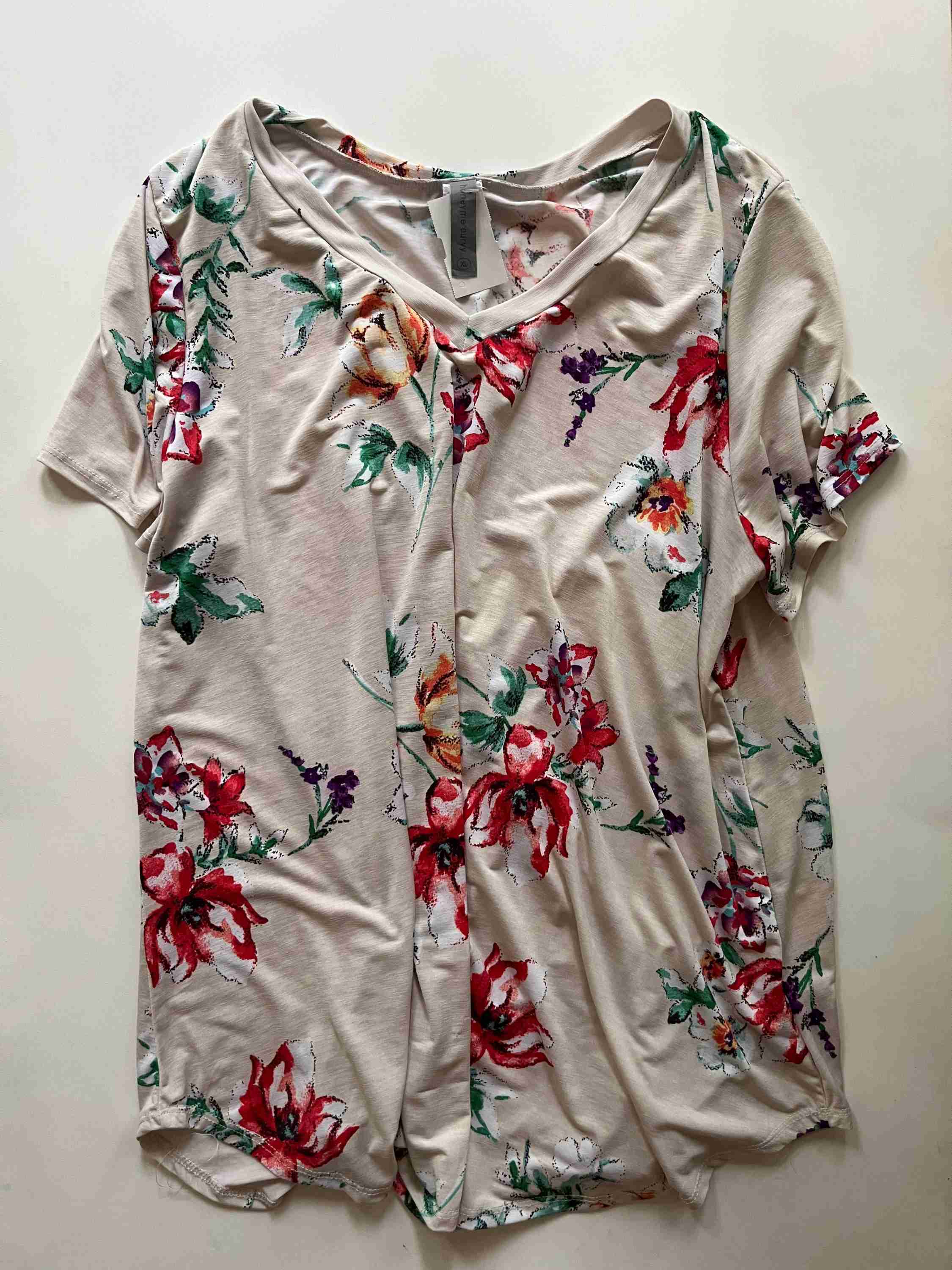 Blouse Short Sleeve By Honeyme In Floral, Size: Xl - Image 1