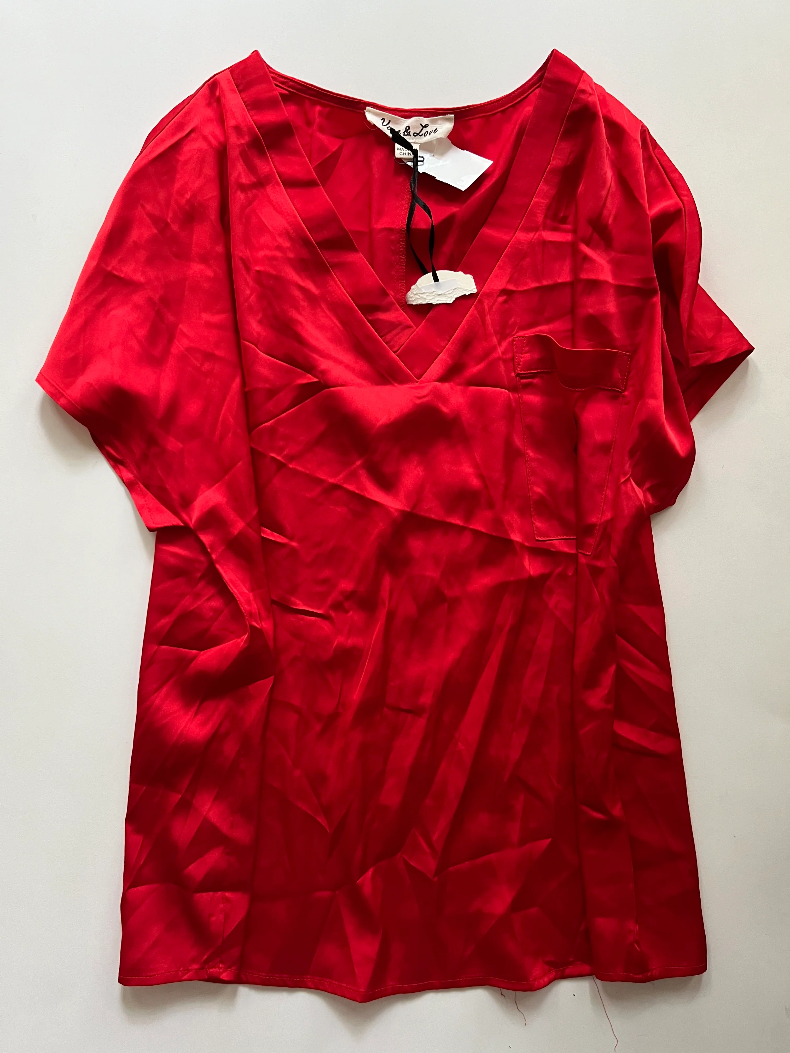Blouse Short Sleeve By Vine & Love In Red, Size: S - Image 1