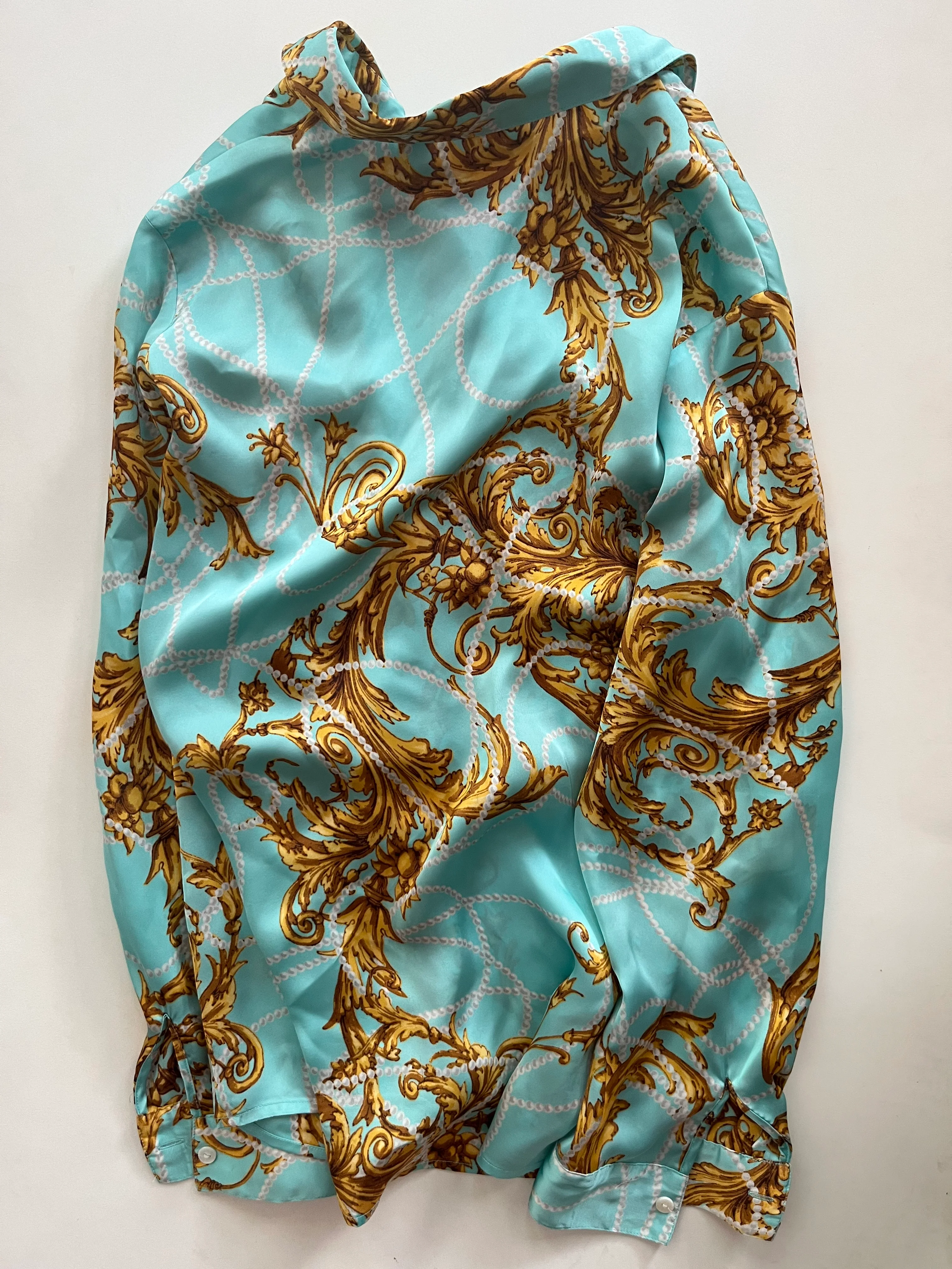 Blouse Long Sleeve By Chicos In Turquoise, Size: M - Image 2