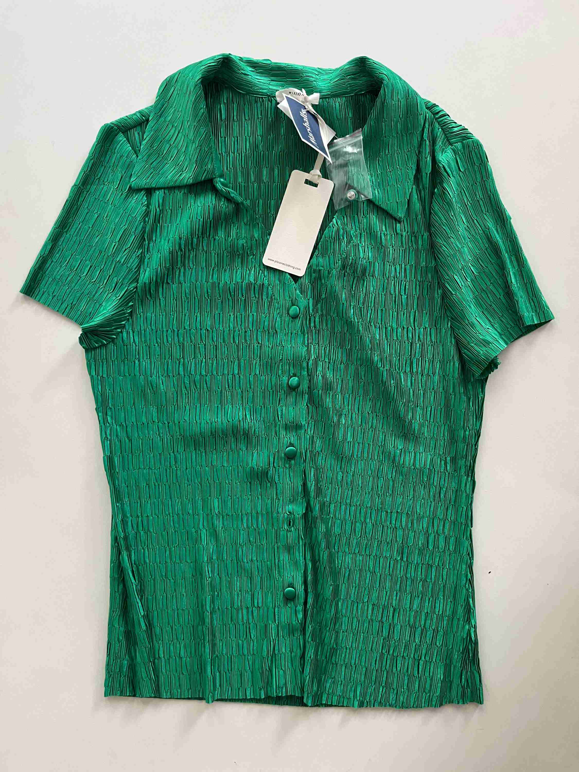 Blouse Short Sleeve By Pleione In Green, Size: Xl - Image 1