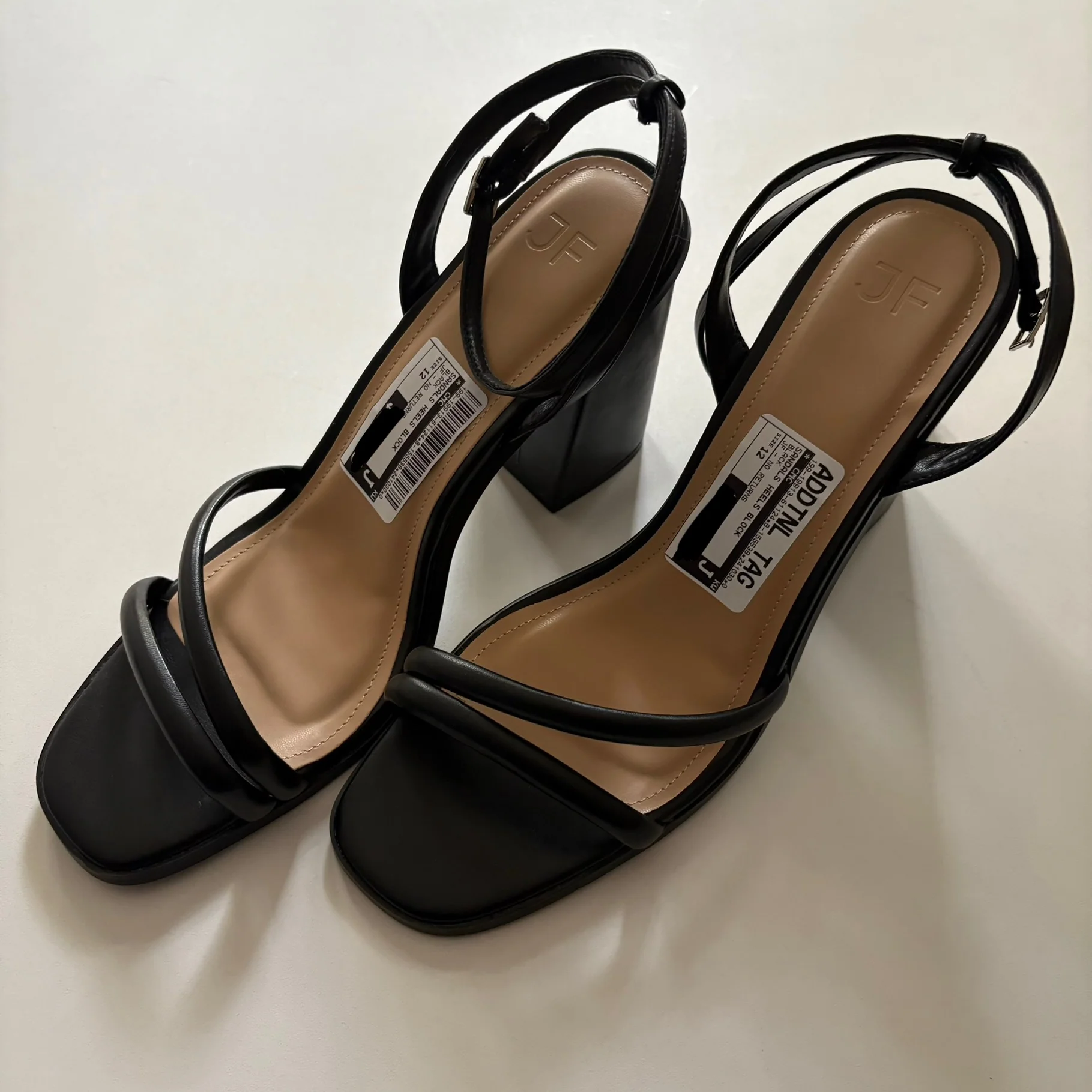 Sandals Heels Block By JF In Black, Size: 12