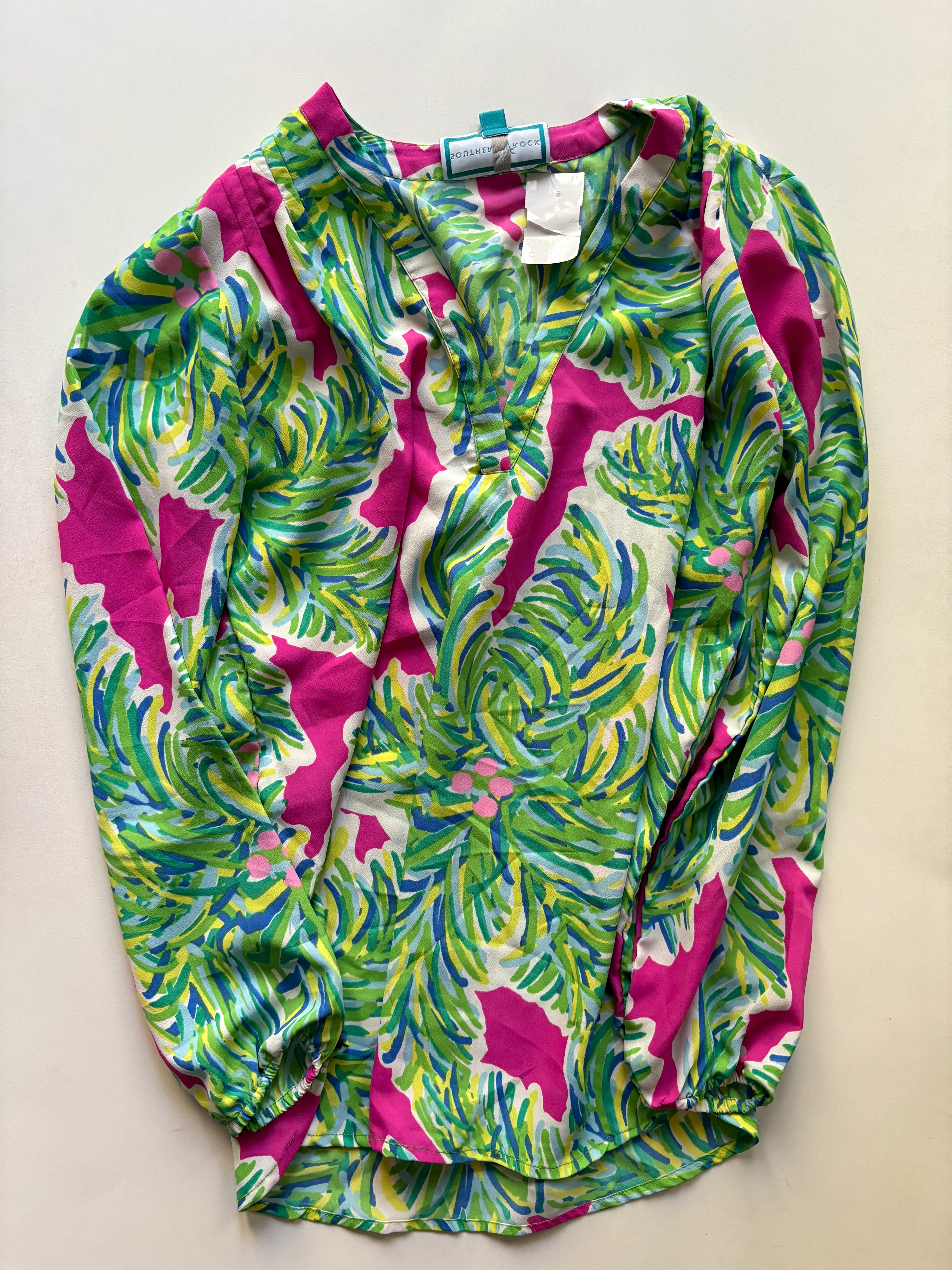 Blouse Long Sleeve By Southern Frock In Multi-colored, Size: M
