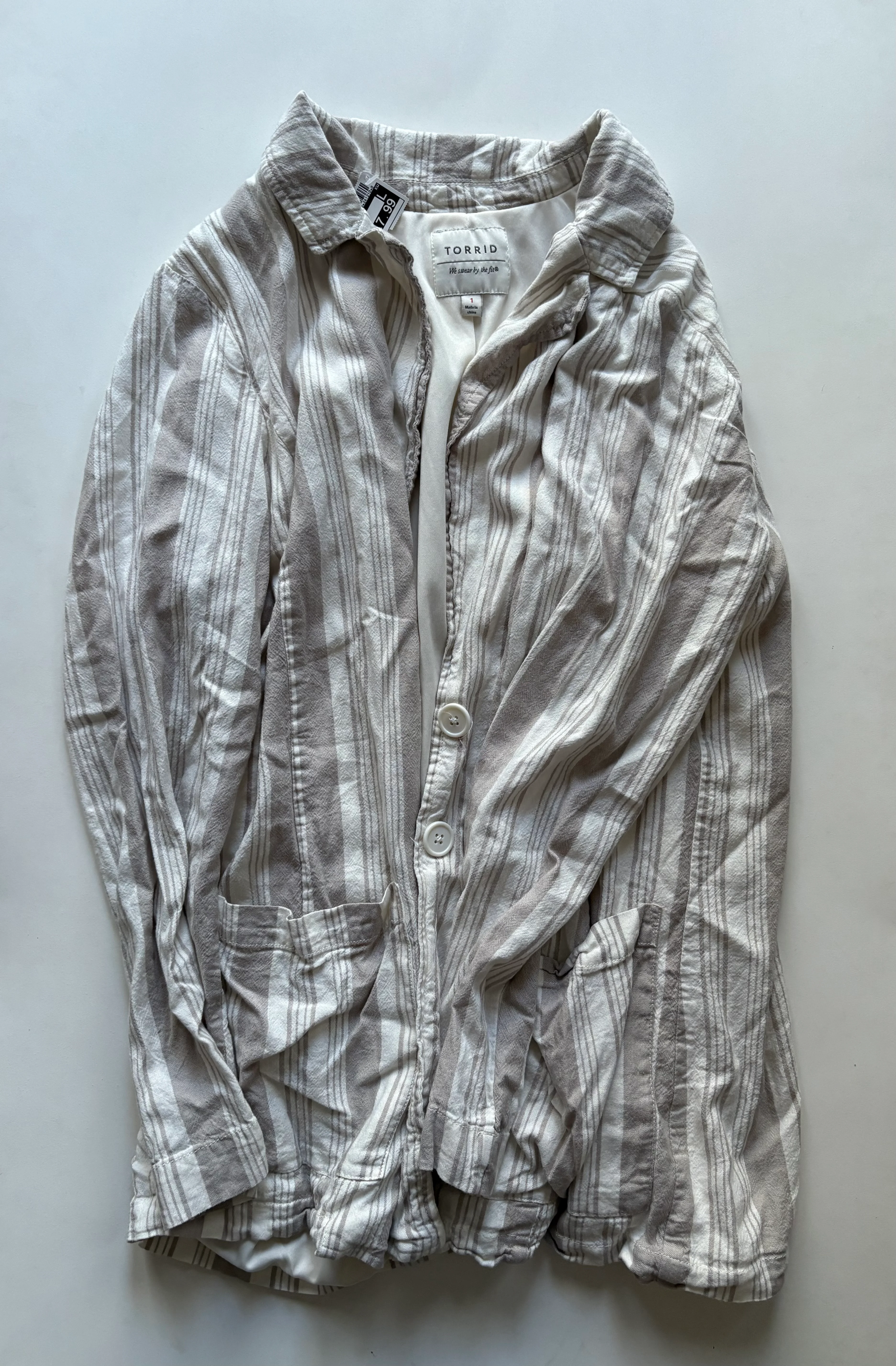Blazer By Torrid In Striped Pattern, Size: 1x - Image 1
