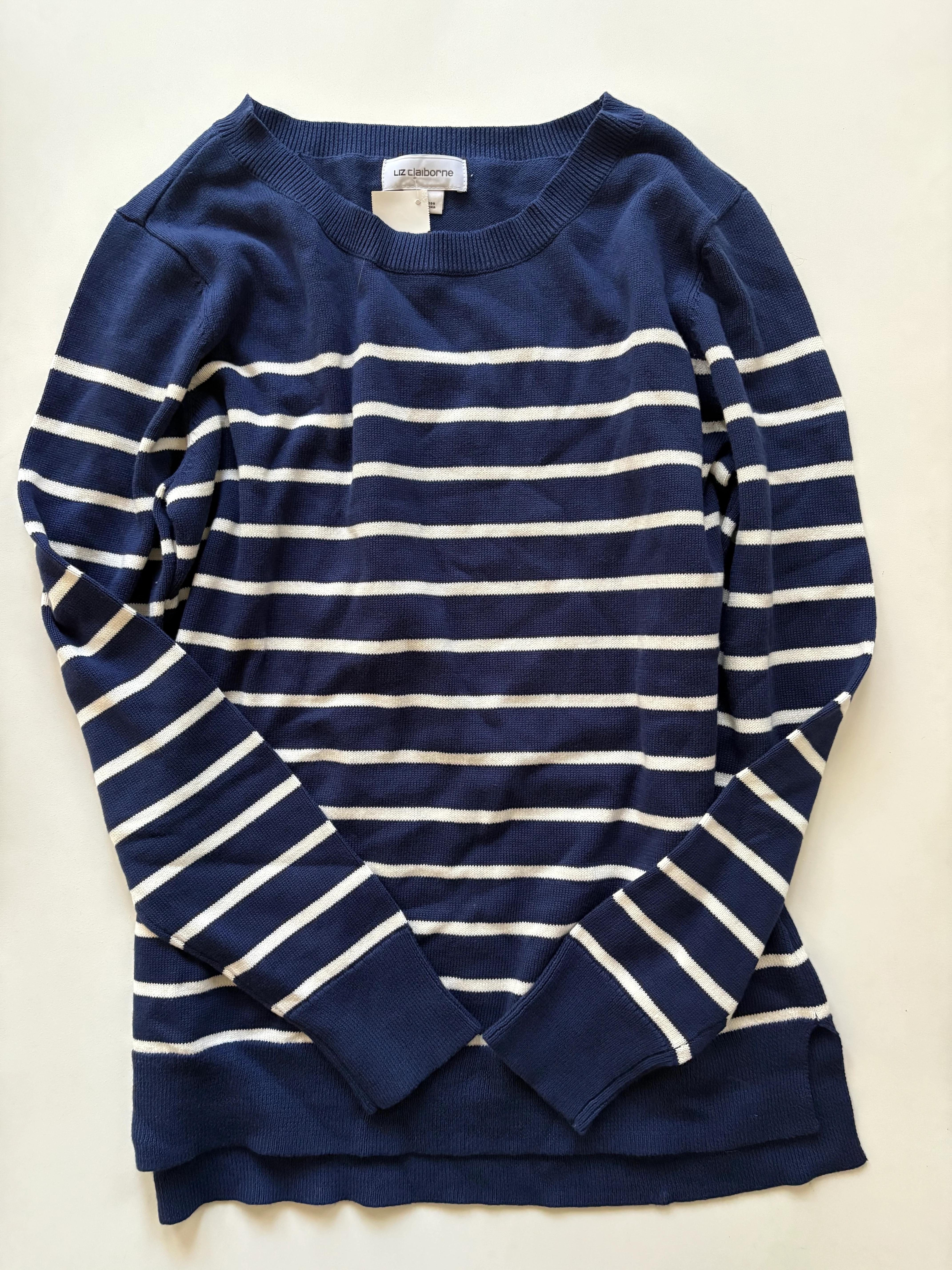 Sweater By Liz Claiborne In Striped Pattern, Size: L - Image 1
