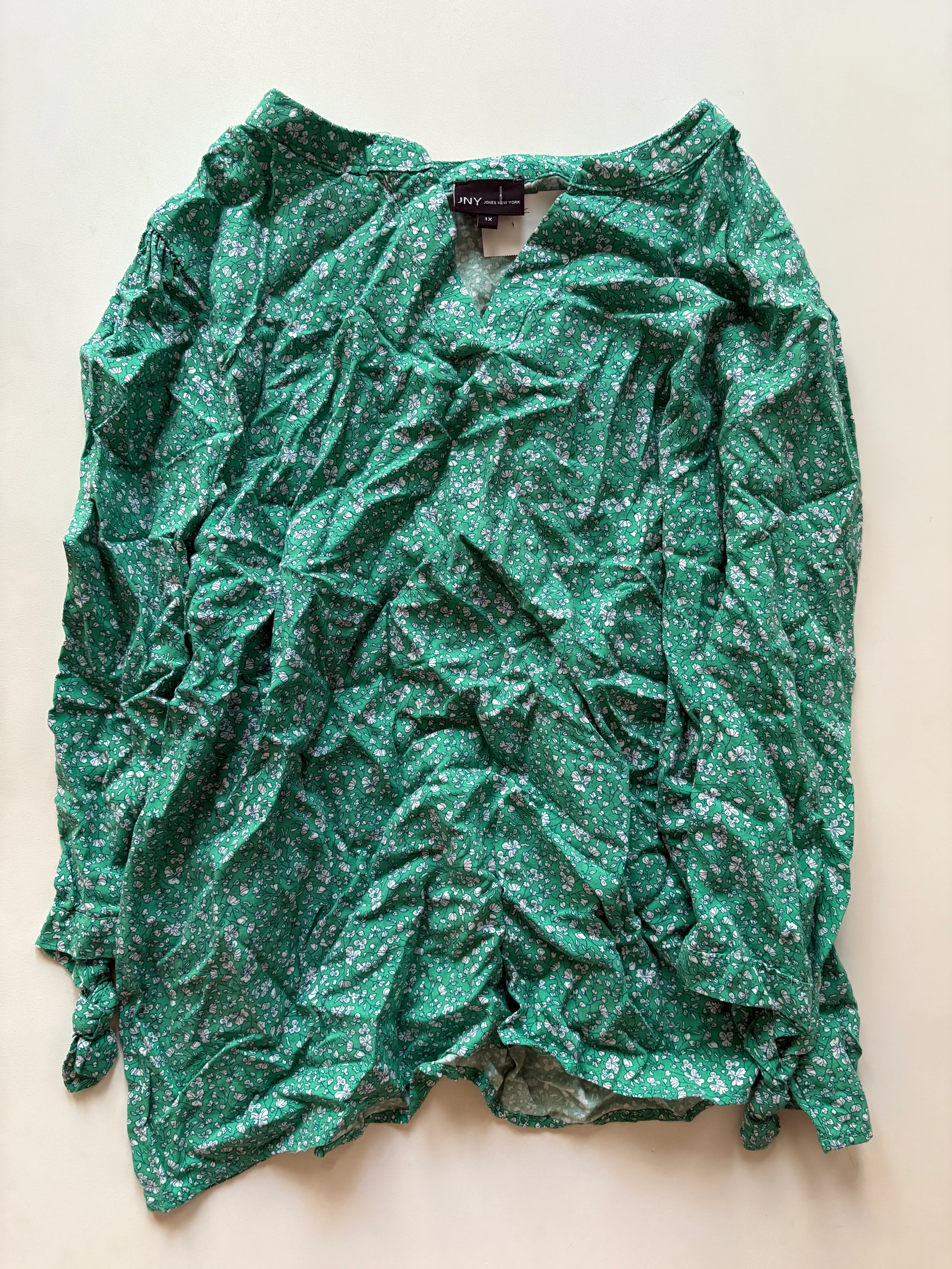 Top Long Sleeve By Jones New York In Floral Print, Size: 1x