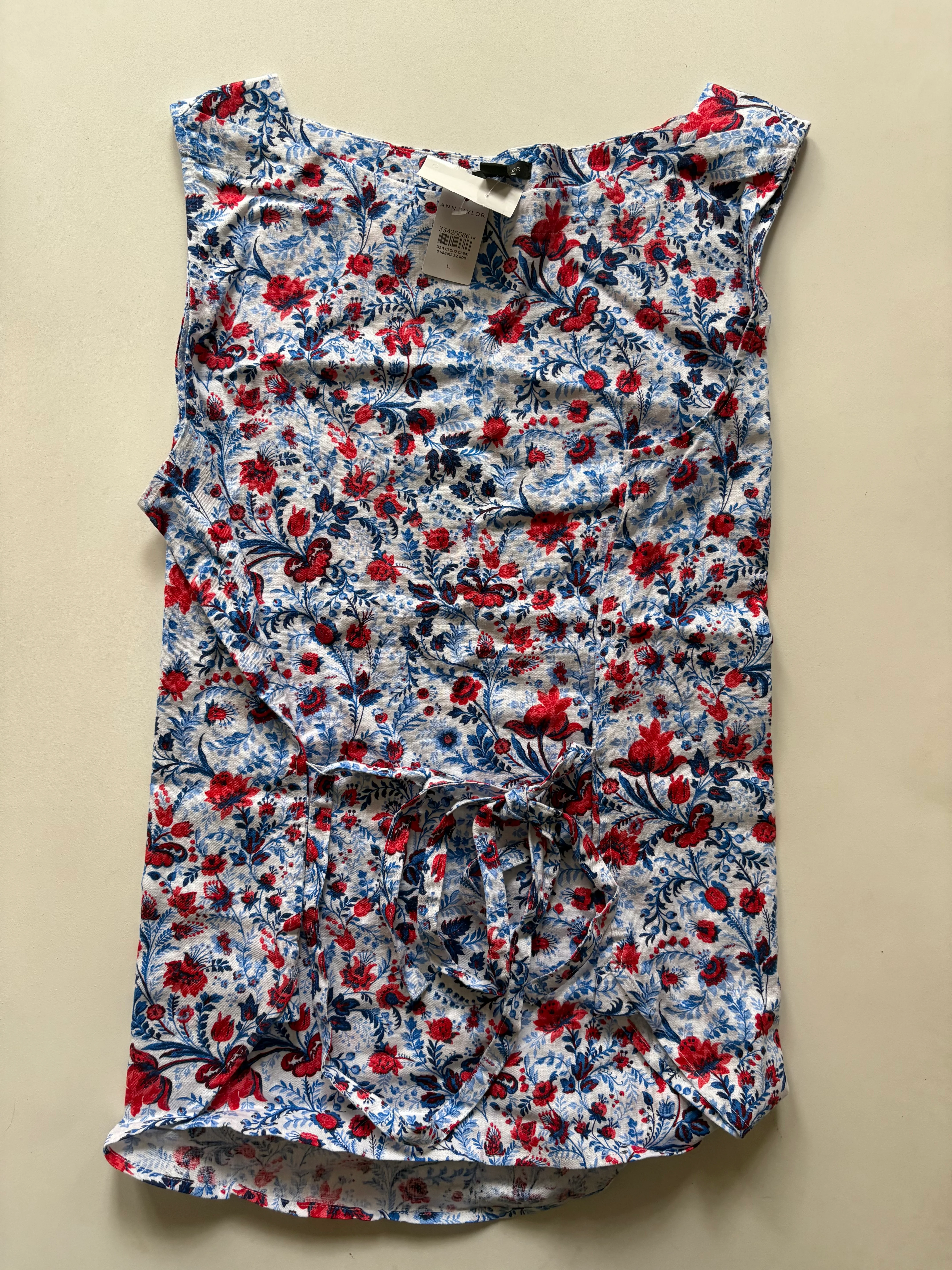 Top Sleeveless By Ann Taylor In Floral Print, Size: L