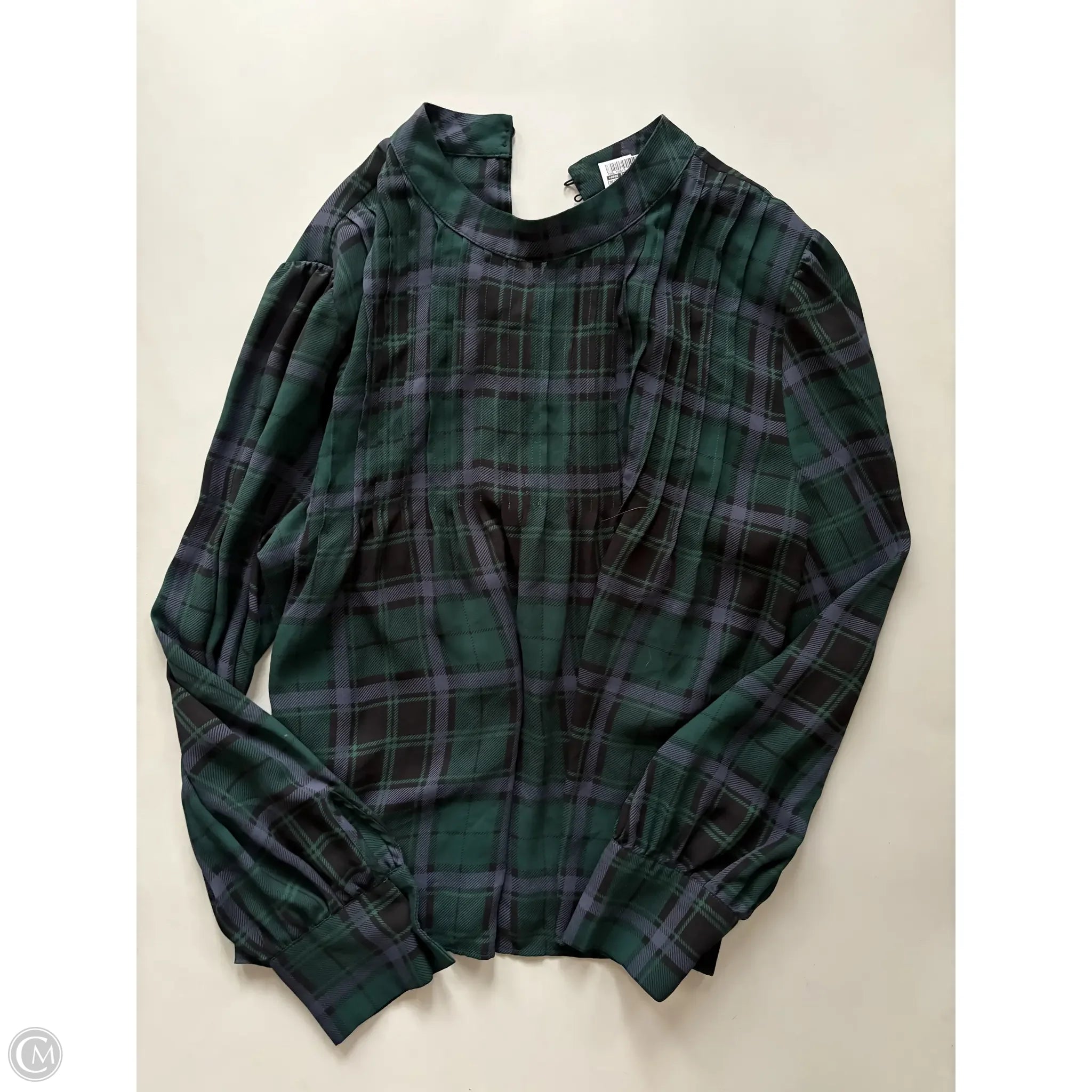Blouse Long Sleeve By Ann Taylor In Plaid Pattern, Size: L - Image 1