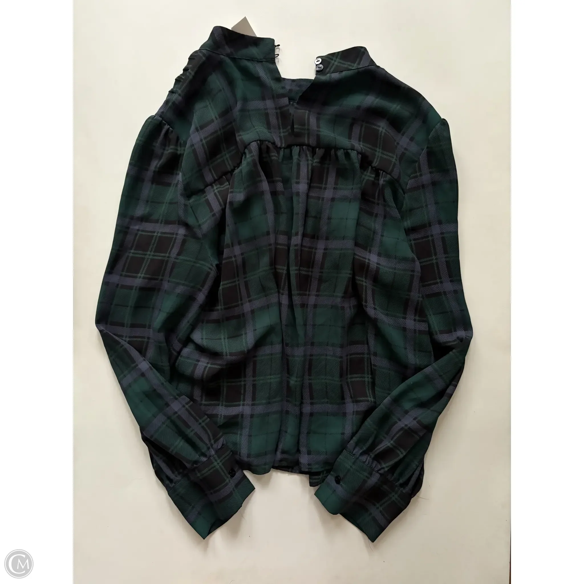 Blouse Long Sleeve By Ann Taylor In Plaid Pattern, Size: L - Image 2