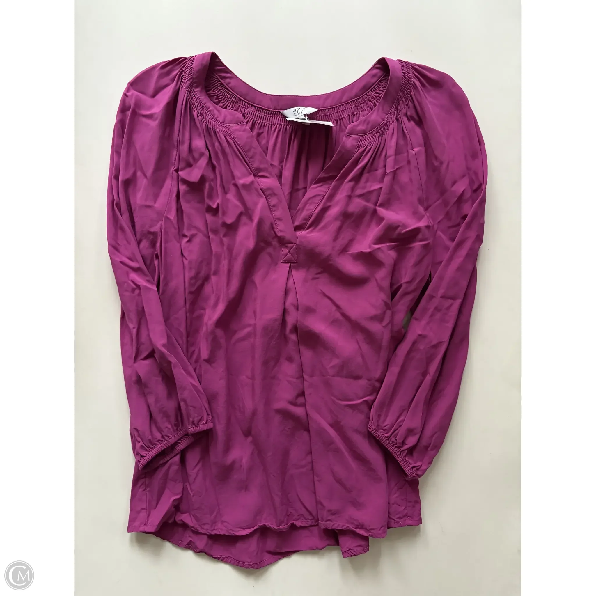 Blouse Long Sleeve By Crown And Ivy In Pink, Size: L - Image 1