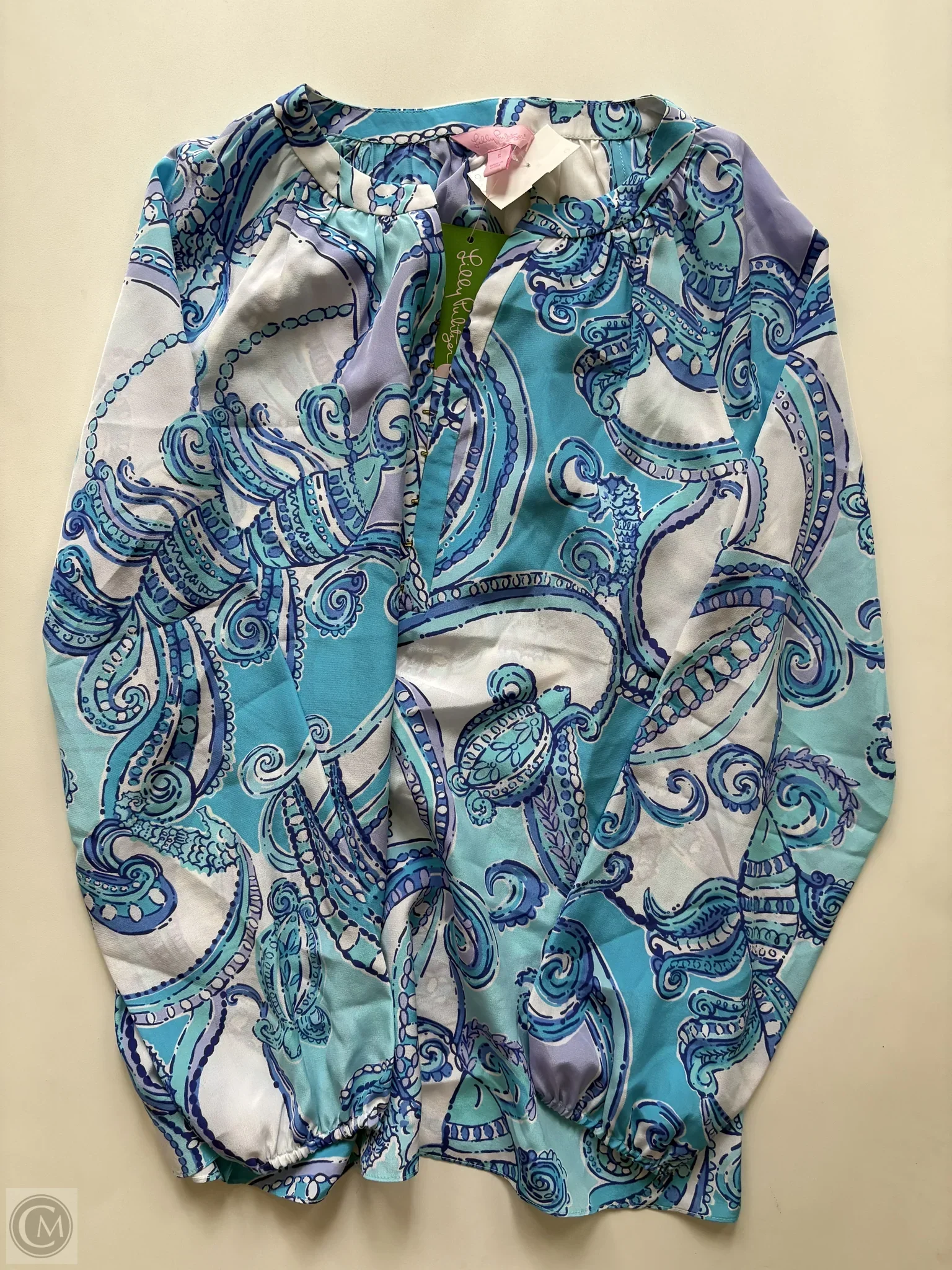 Blouse Long Sleeve By Lilly Pulitzer In Blue, Size: S - Image 1