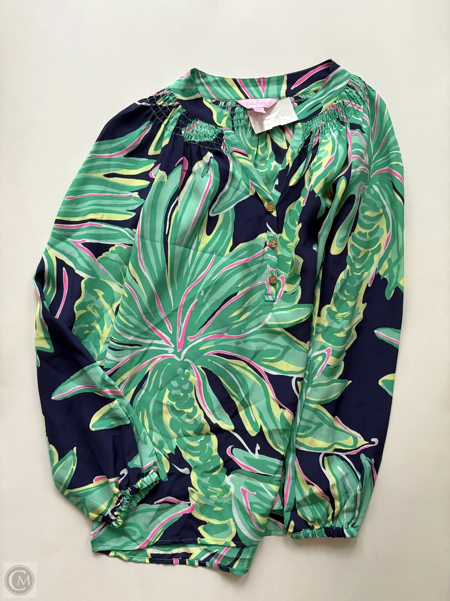 Blouse Long Sleeve By Lilly Pulitzer In Multi-colored, Size: Xxs - Image 1