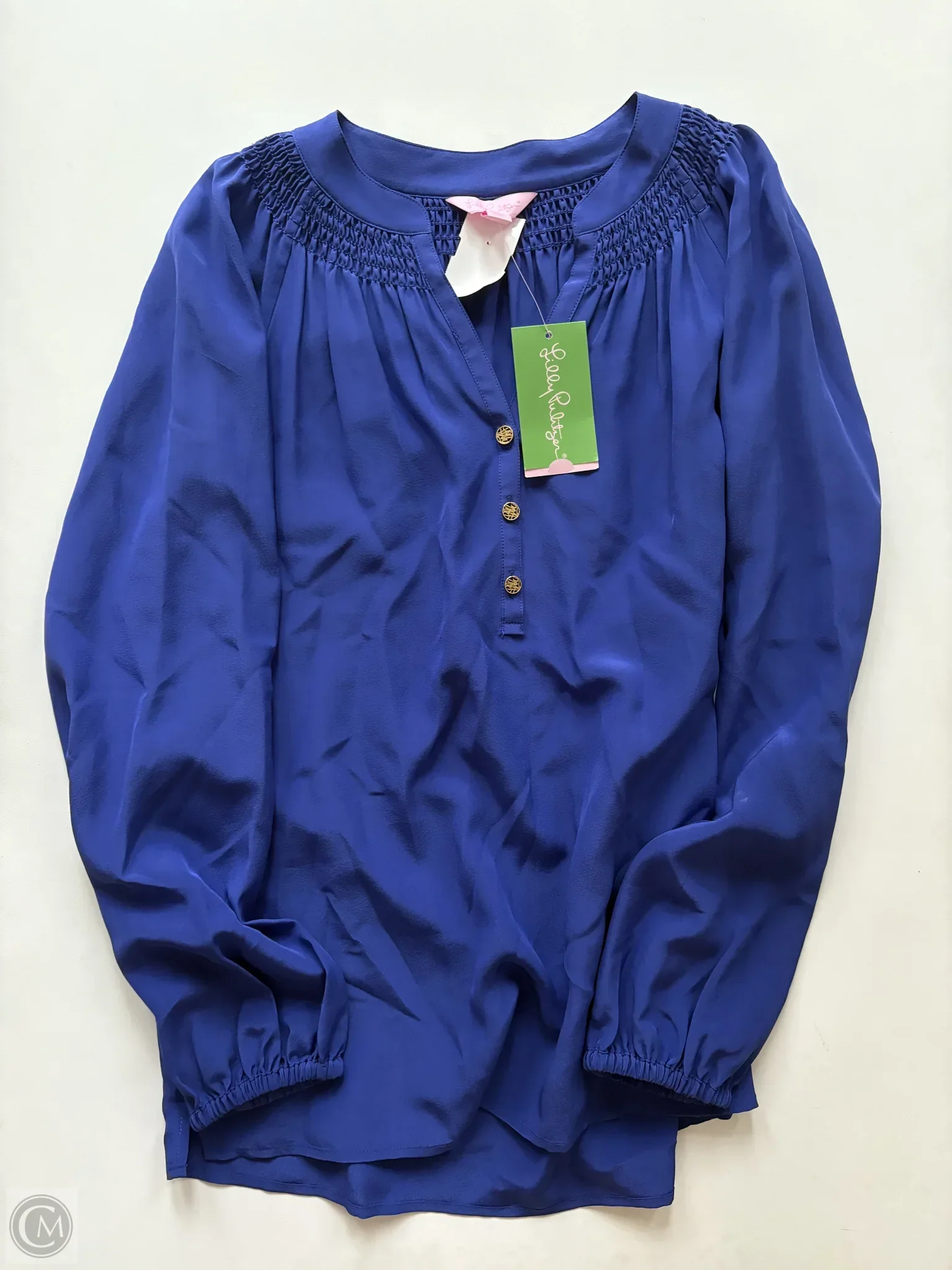 Blouse Long Sleeve By Lilly Pulitzer In Blue, Size: Xxs - Image 1
