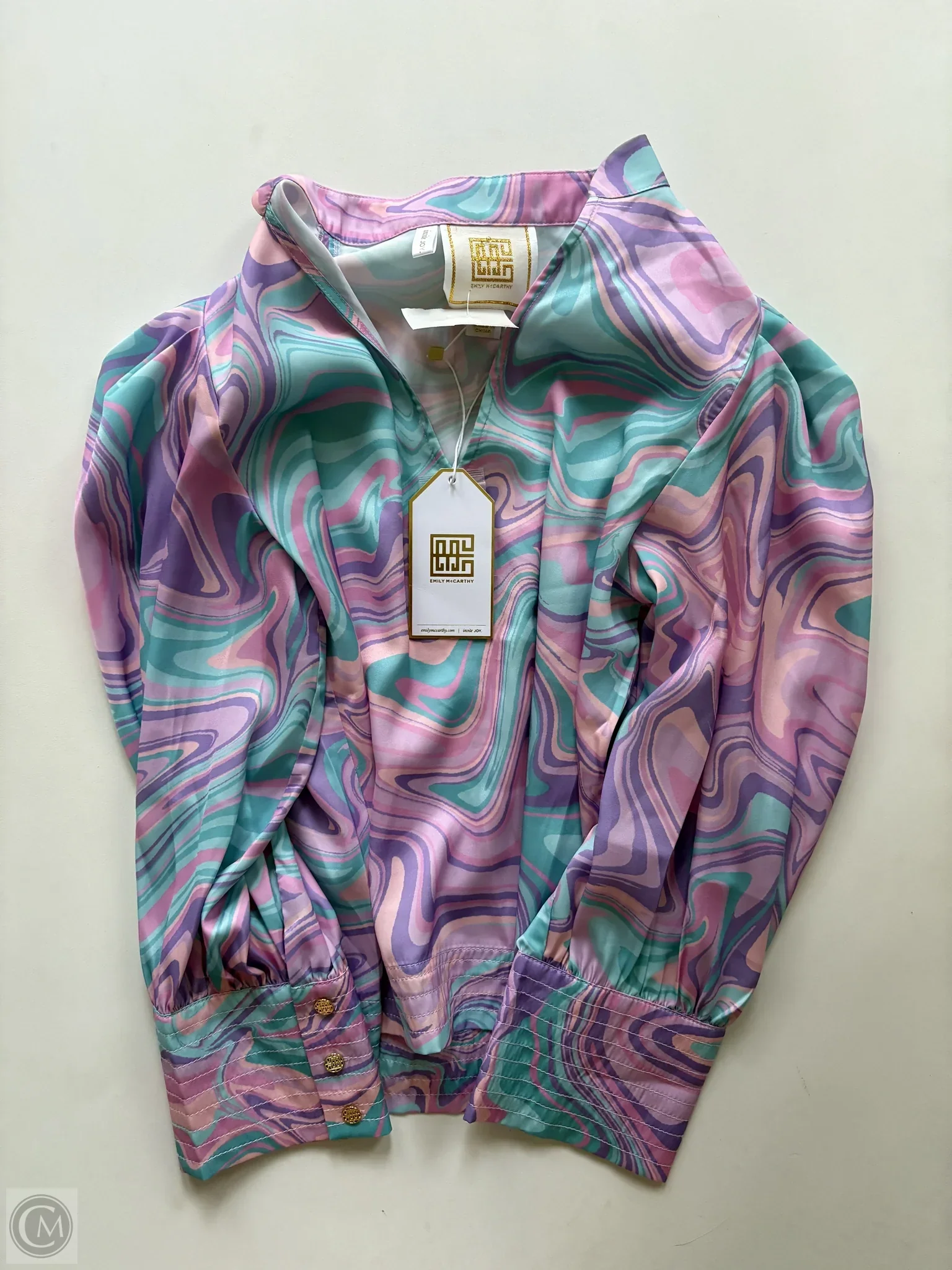 Blouse Long Sleeve By Emily McCarthy  In Multi-colored, Size: Xs - Image 1