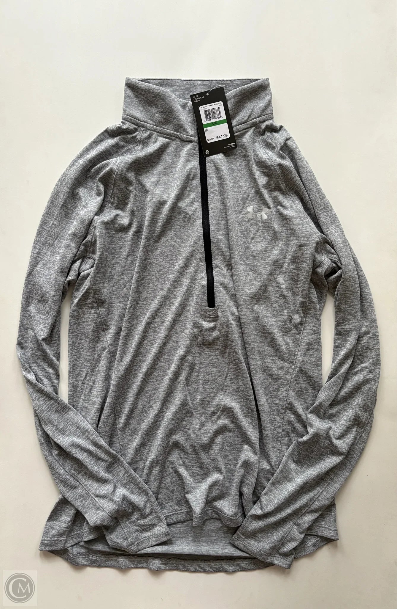 Athletic Top Long Sleeve Collar By Under Armour In Grey, Size: L - Image 1