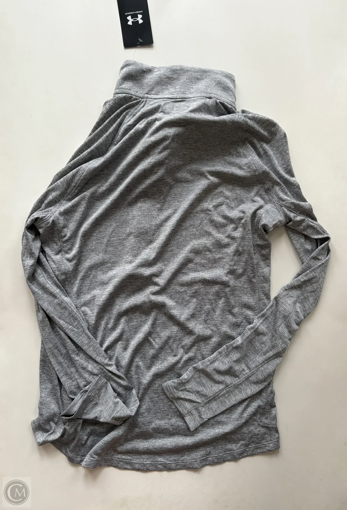 Athletic Top Long Sleeve Collar By Under Armour In Grey, Size: L - Image 2