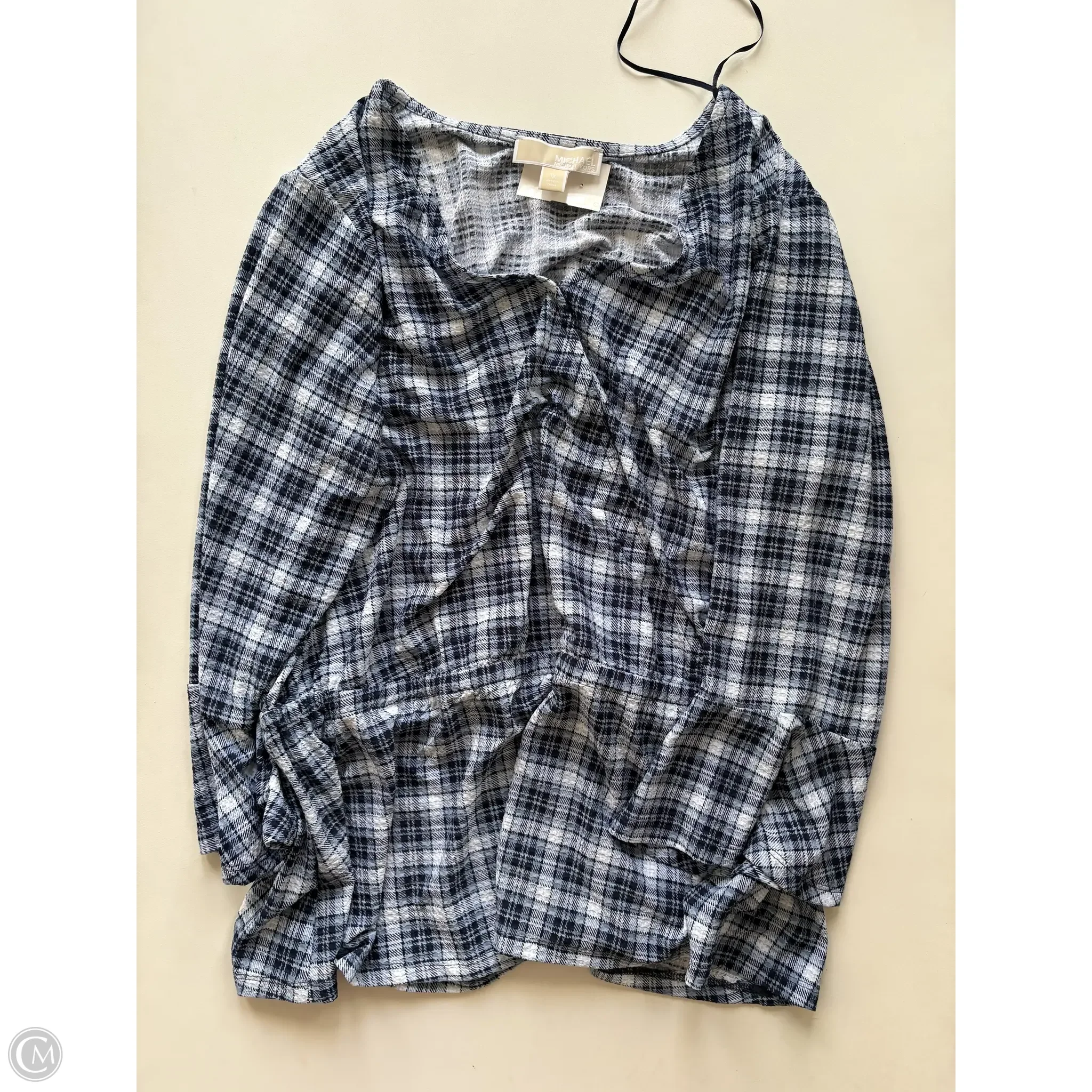 Top Long Sleeve Designer By Michael Kors In Plaid Pattern, Size: 1x - Image 1