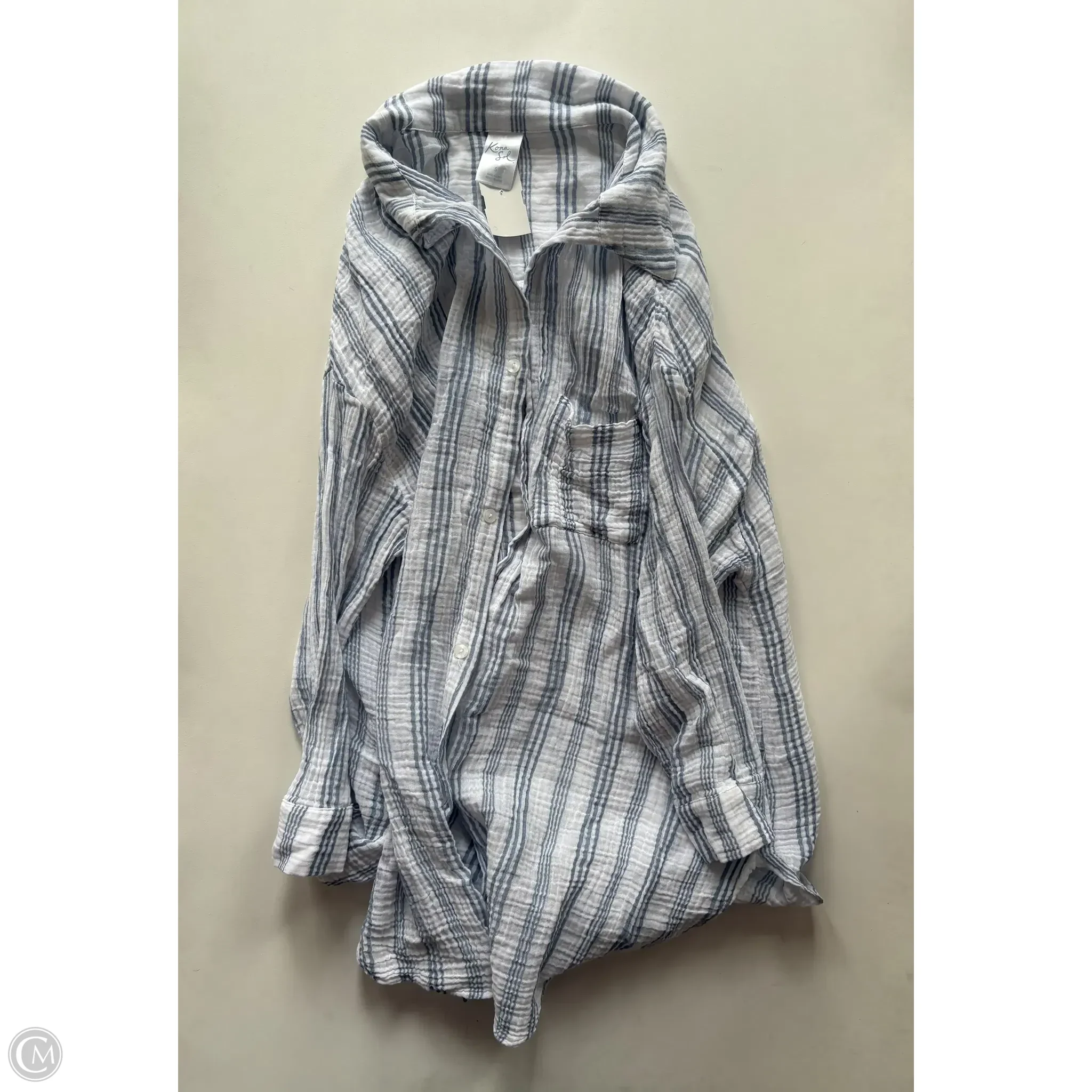 Top Long Sleeve By Kona Sol In Striped Pattern, Size: S - Image 1