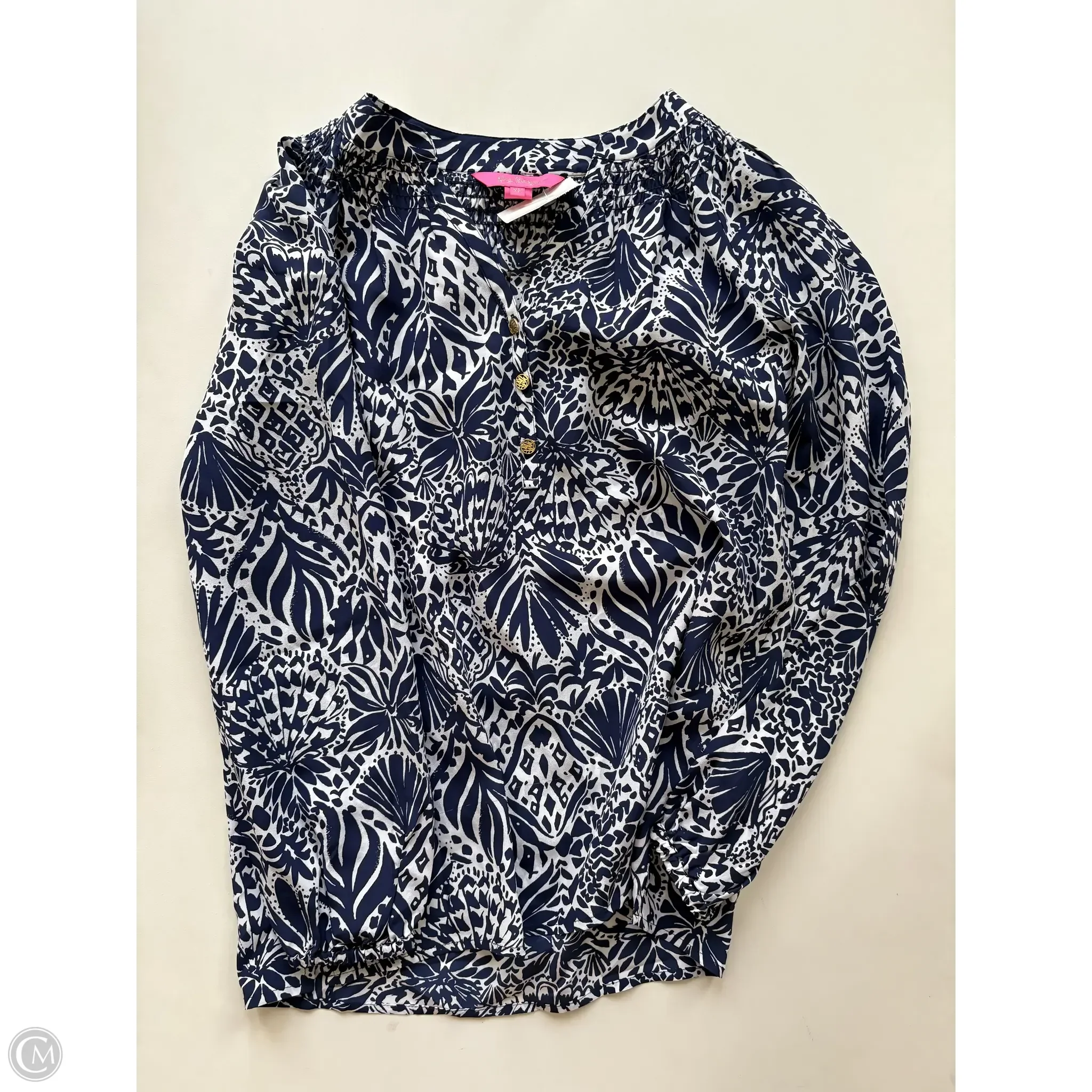 Blouse Long Sleeve By Lilly Pulitzer In Blue, Size: Xs - Image 1