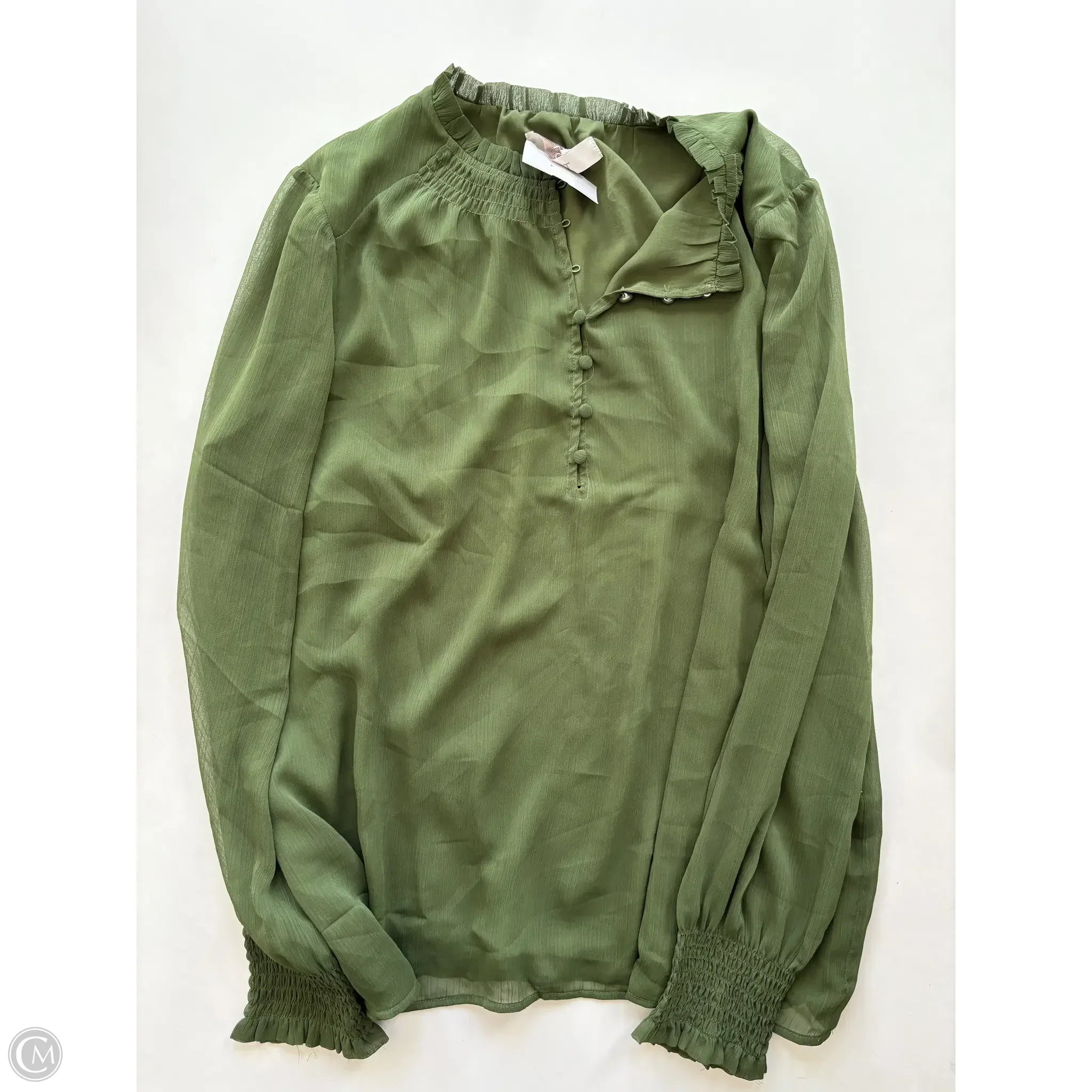 Blouse Long Sleeve By Loft In Green, Size: M - Image 1