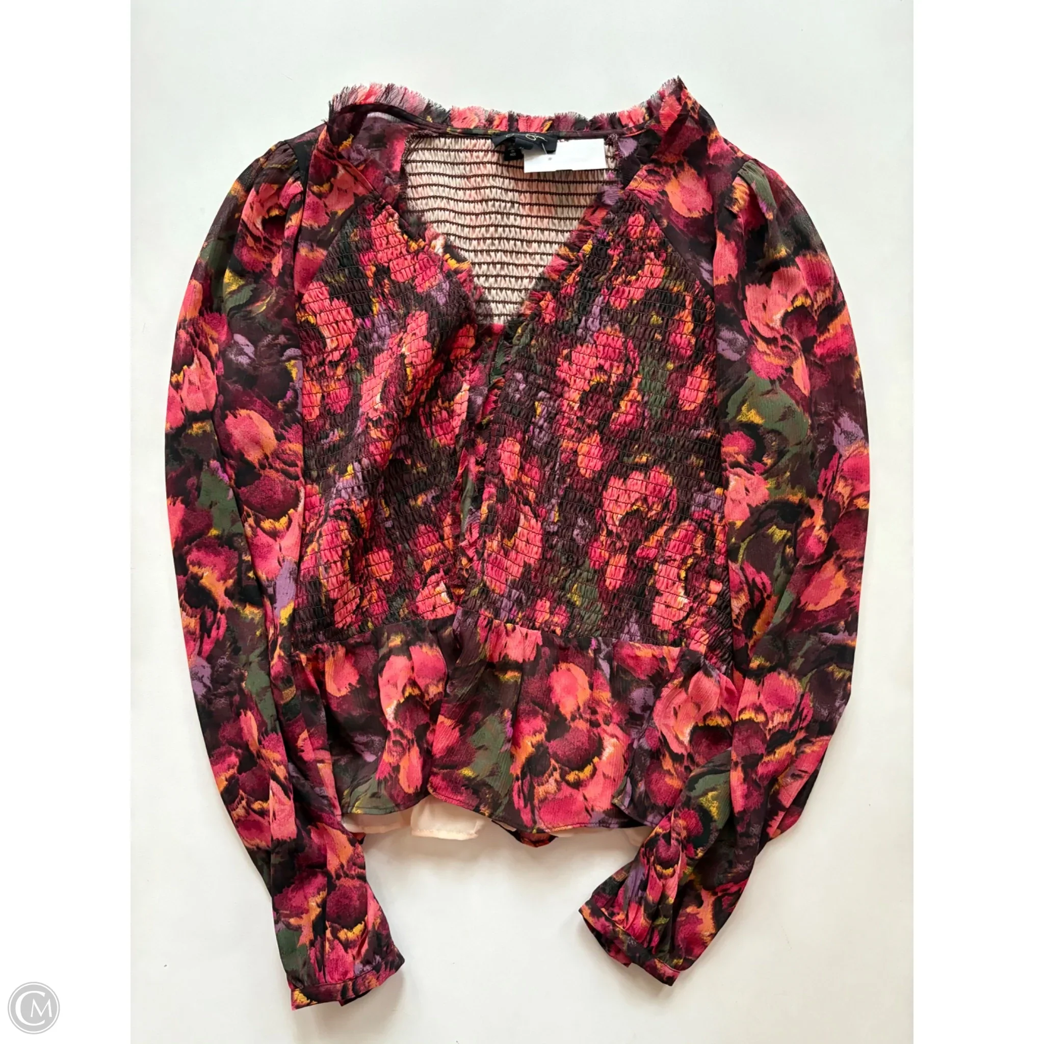 Blouse Long Sleeve By Jessica Simpson In Multi-colored, Size: M - Image 1