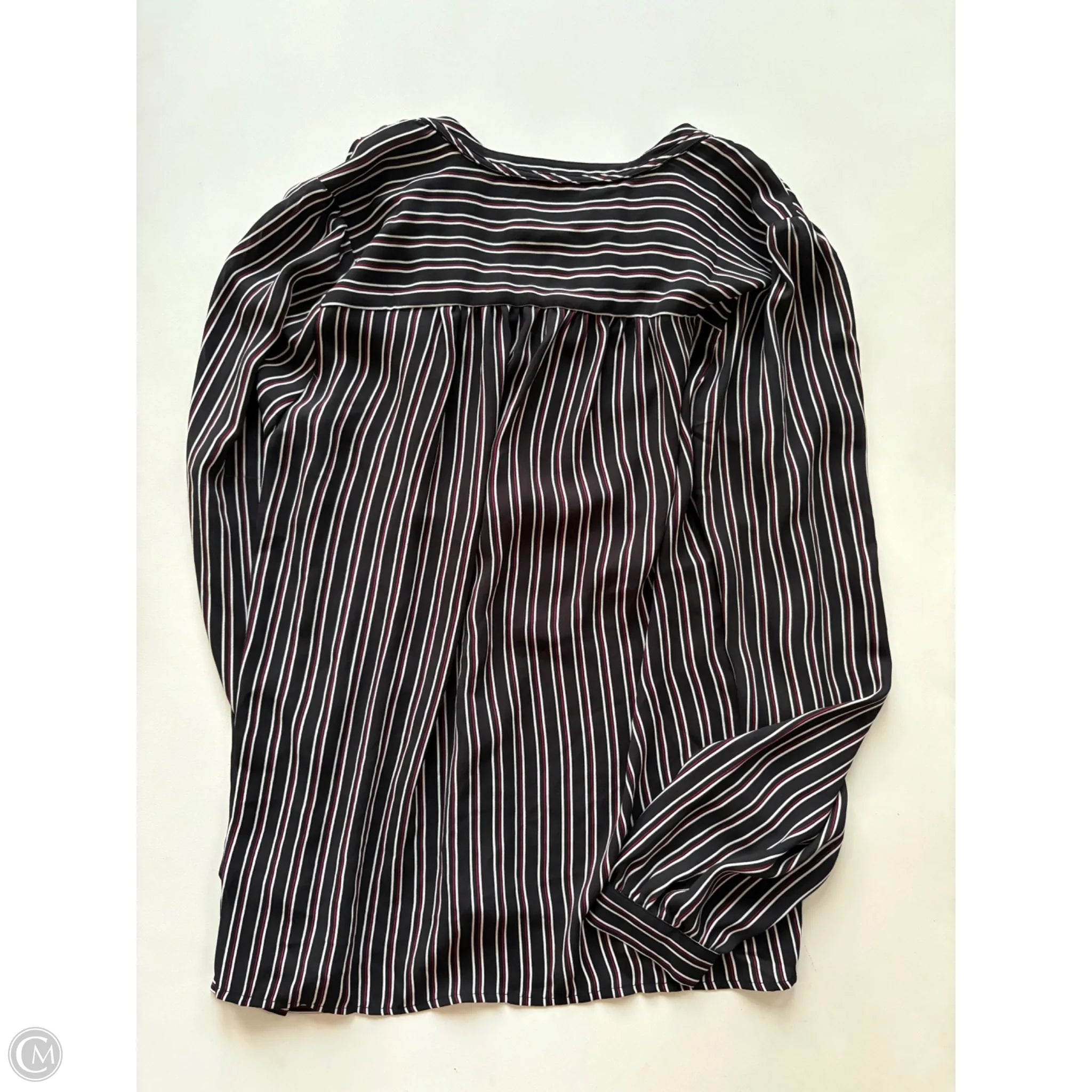 Blouse Long Sleeve By Loft In Striped Pattern, Size: Xs - Image 2