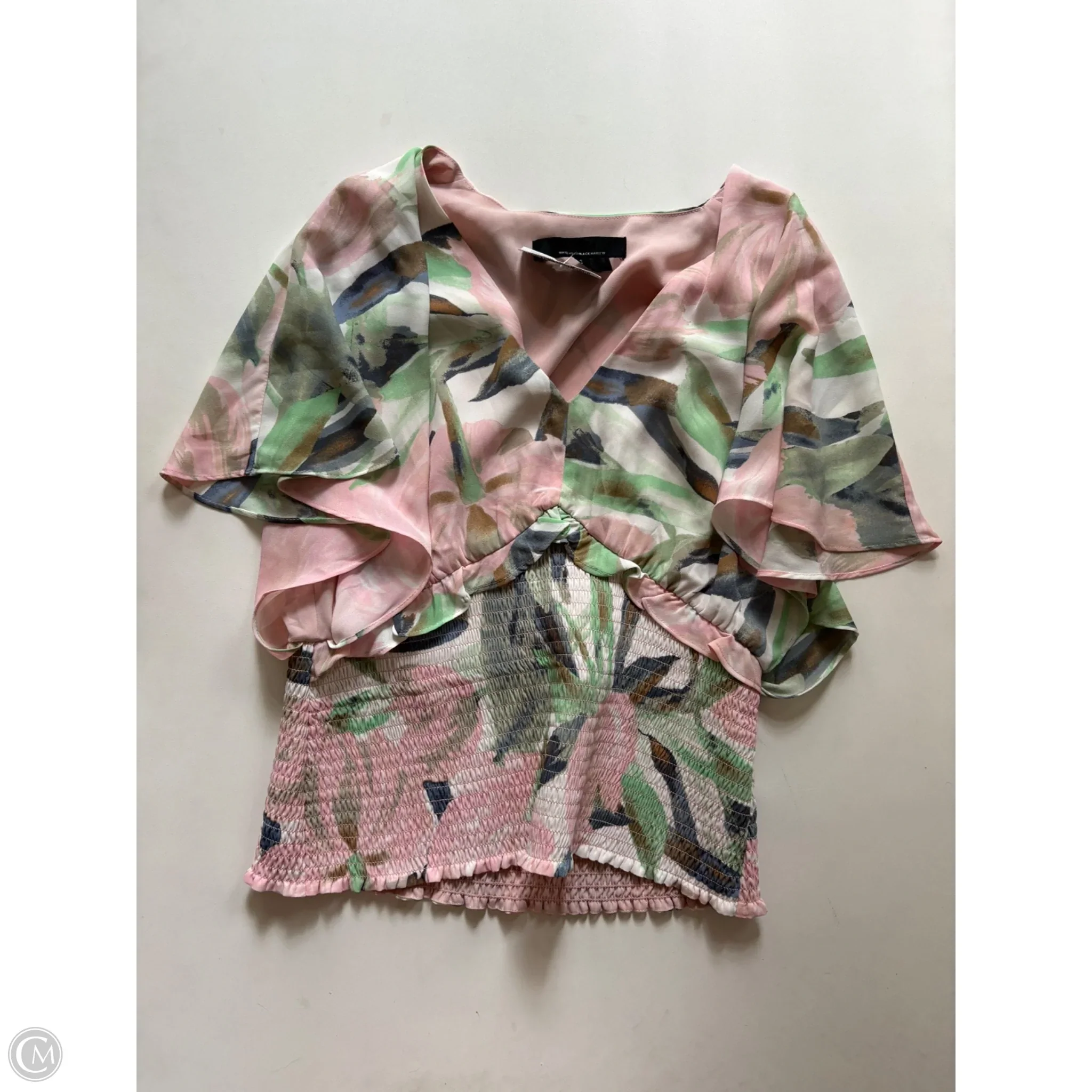 Blouse Short Sleeve By White House Black Market In Floral Print, Size: Xs - Image 1