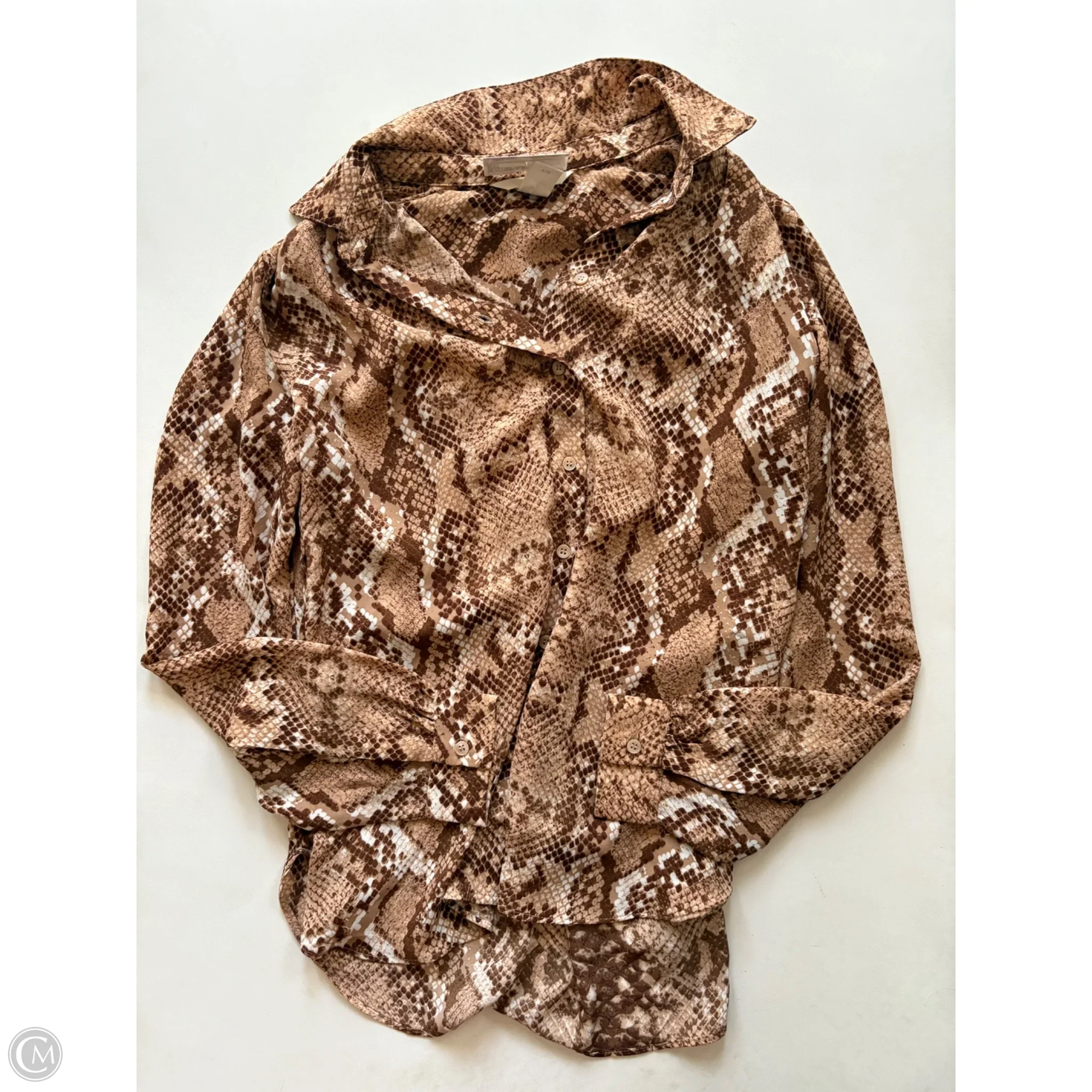 Blouse Long Sleeve By H&m In Animal Print, Size: S - Image 1