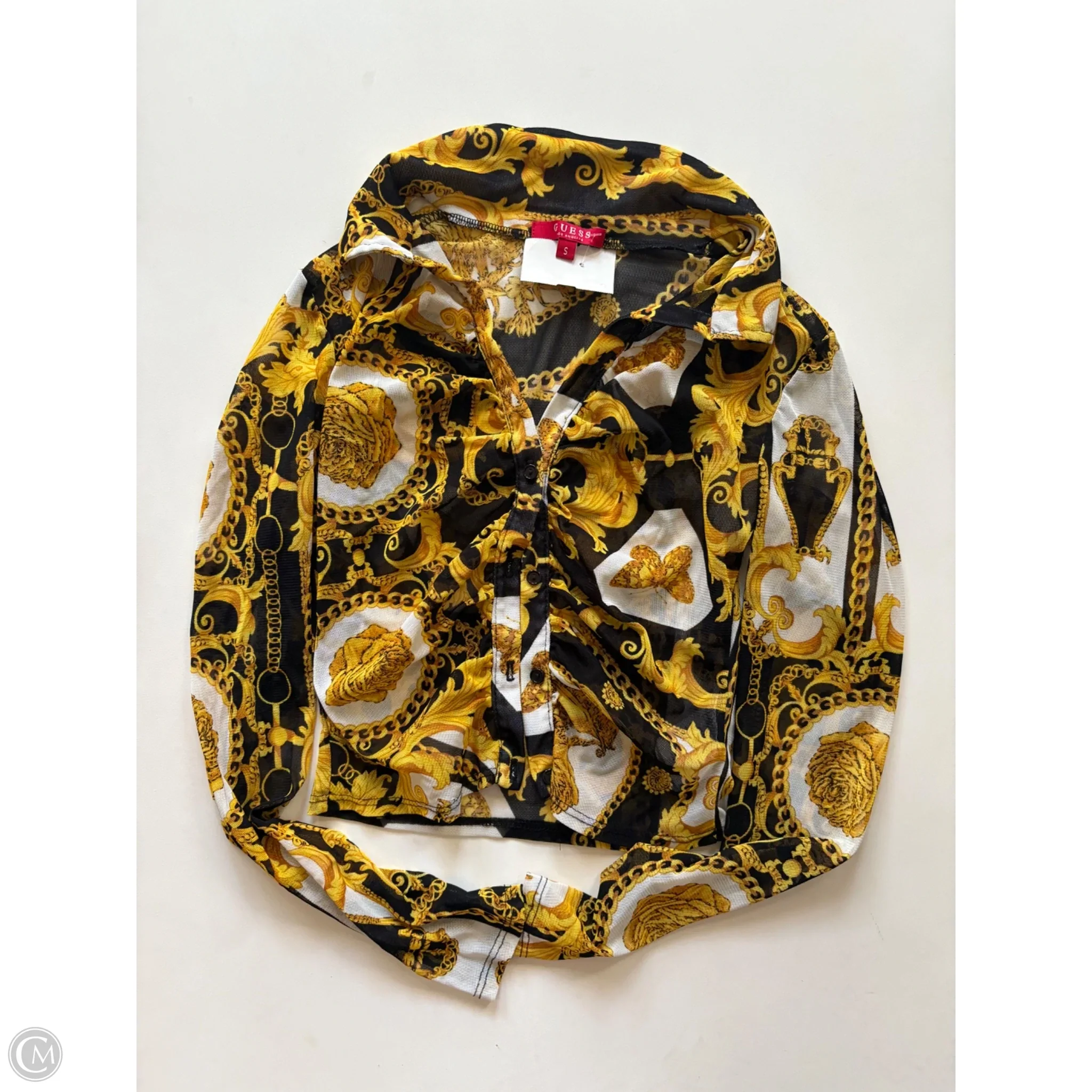 Blouse Long Sleeve By Guess In Gold, Size: S - Image 1
