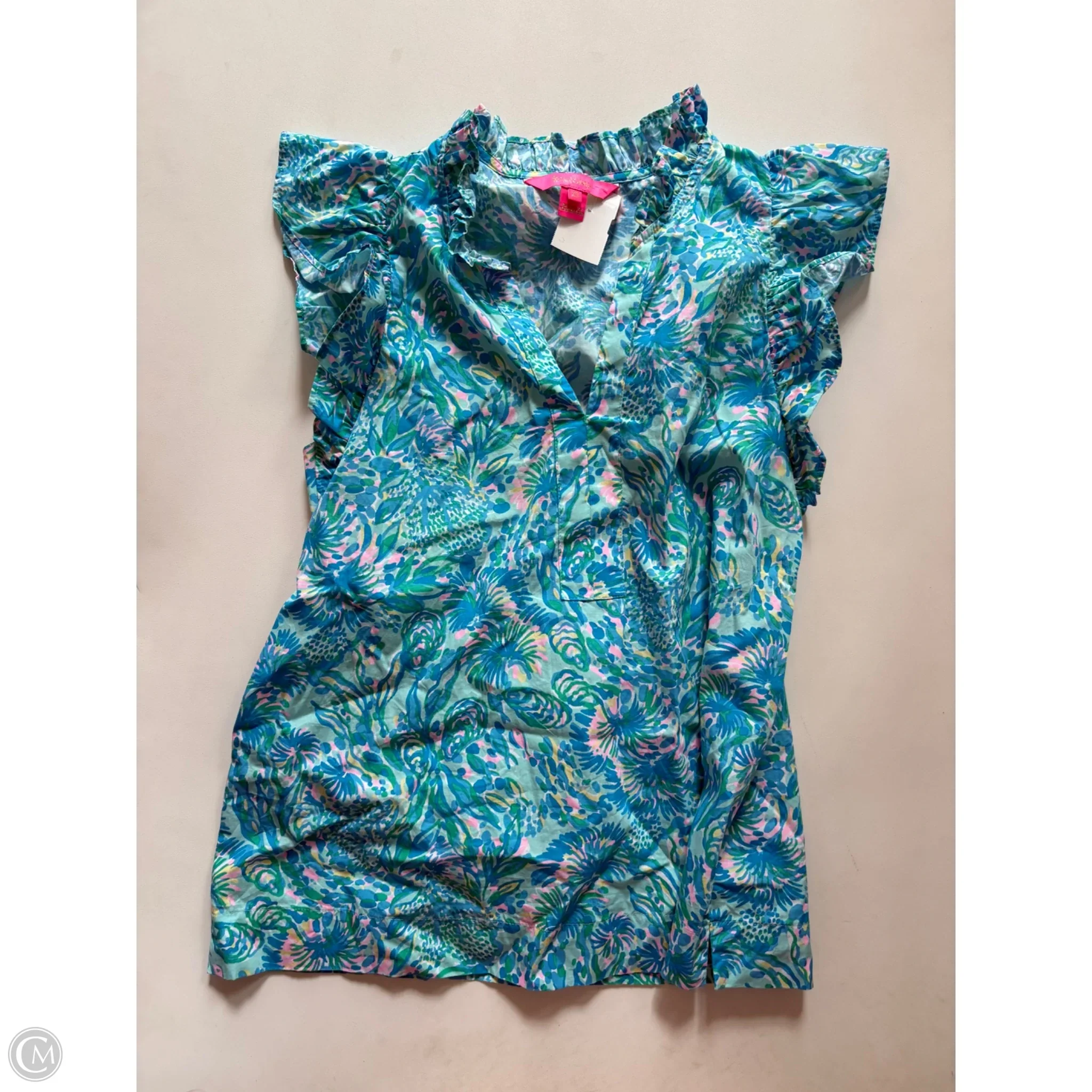 Top Short Sleeve Designer By Lilly Pulitzer In Blue, Size: Xs - Image 1